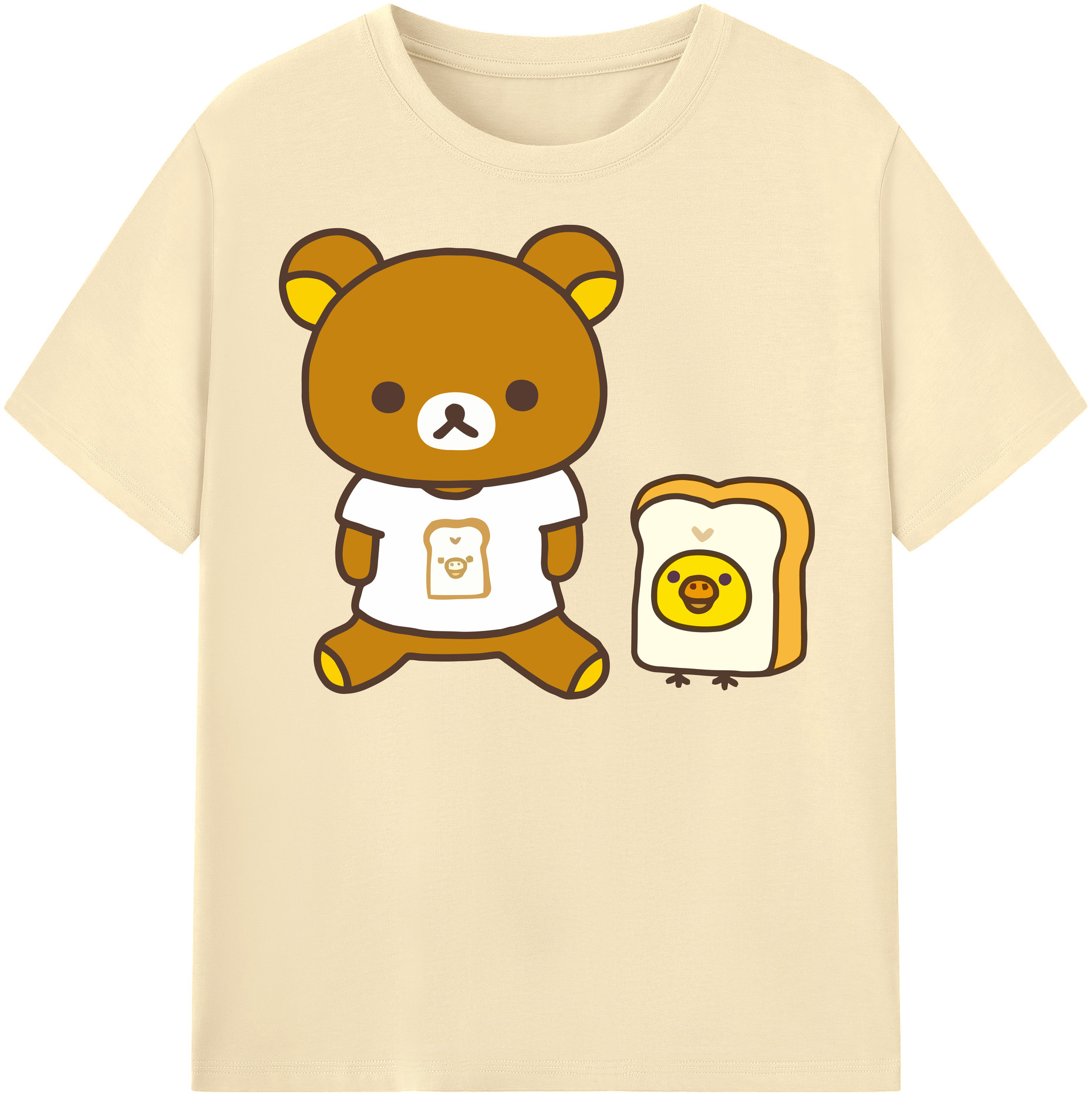 （画像用） リラックマ リラックマ キイロイトリ Rilakkuma Korilakkuma Kiiroitori 綿100％半袖Tシャツ（フロントプリント）