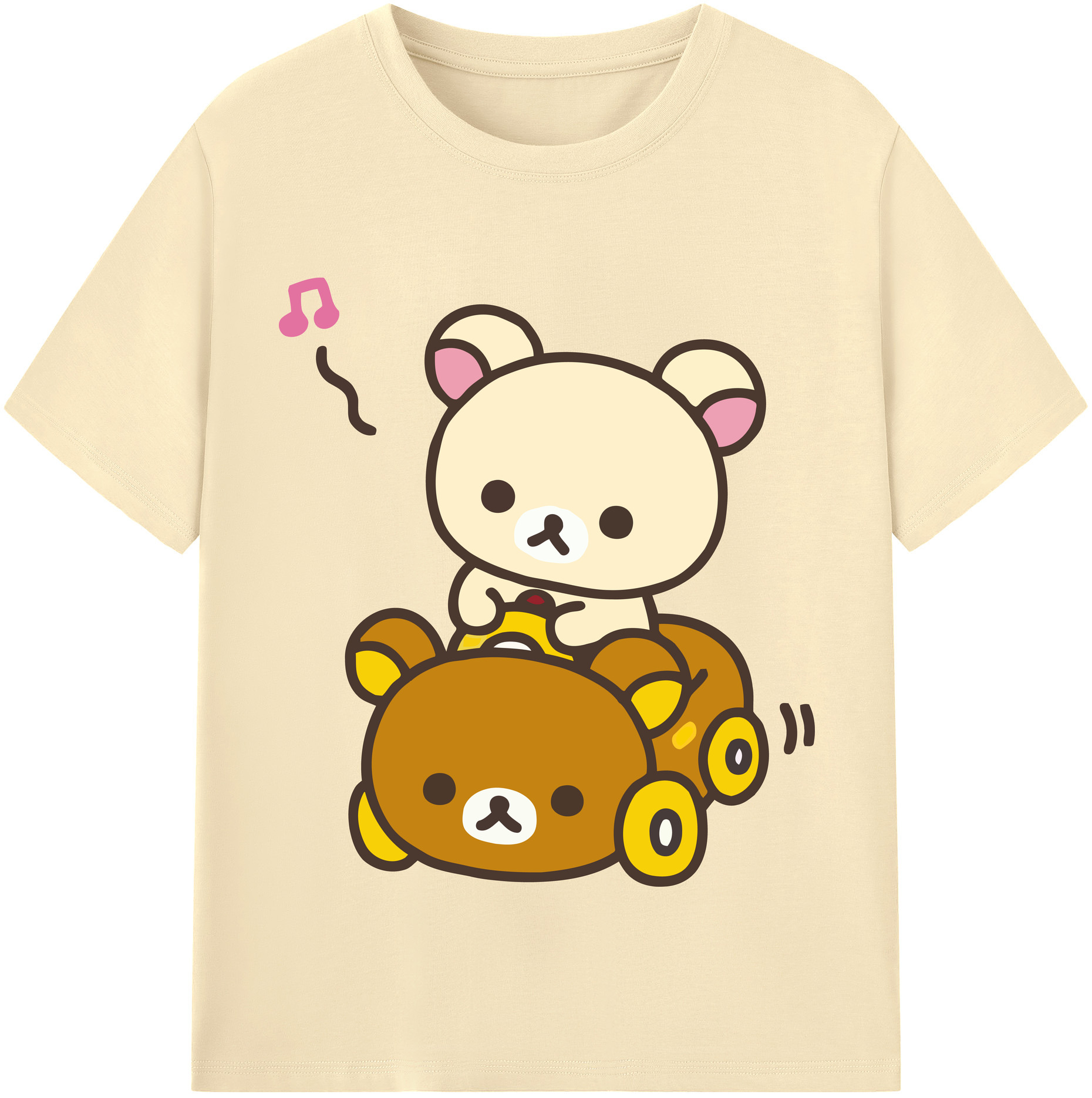 （画像用） リラックマ リラックマ キイロイトリ Rilakkuma Korilakkuma Kiiroitori 綿100％半袖Tシャツ（フロントプリント）