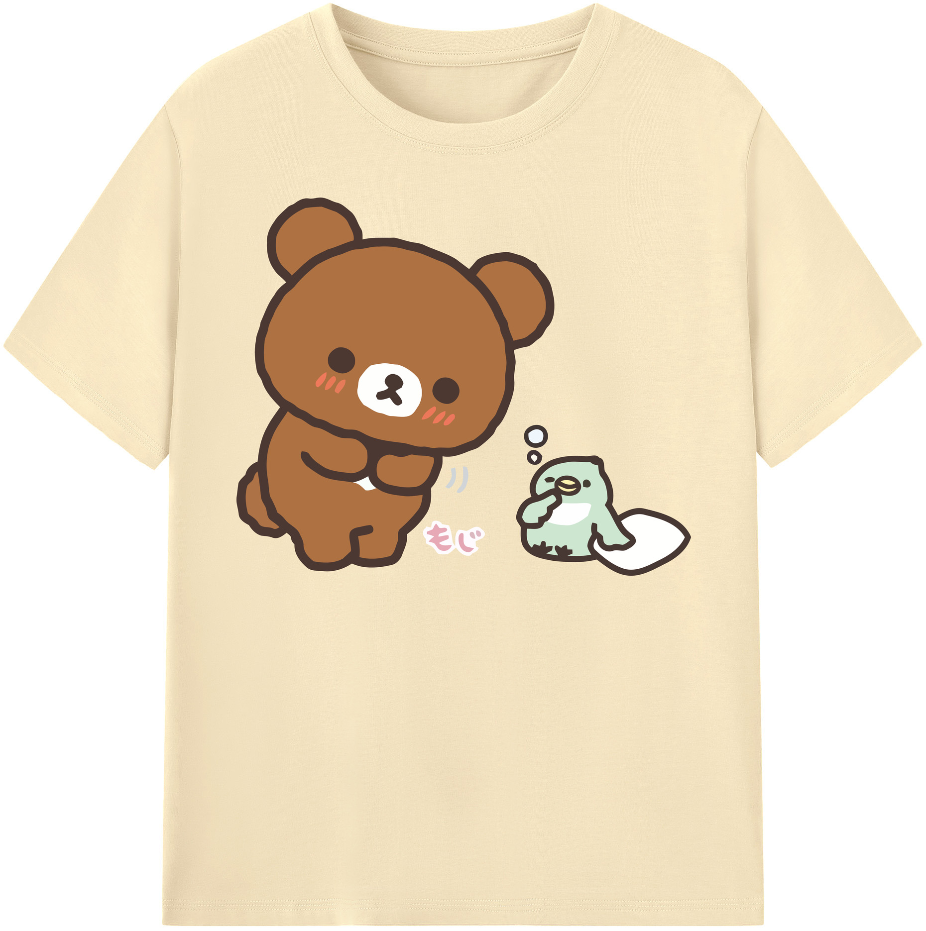 （画像用） リラックマ リラックマ キイロイトリ Rilakkuma Korilakkuma Kiiroitori 綿100％半袖Tシャツ（フロントプリント）