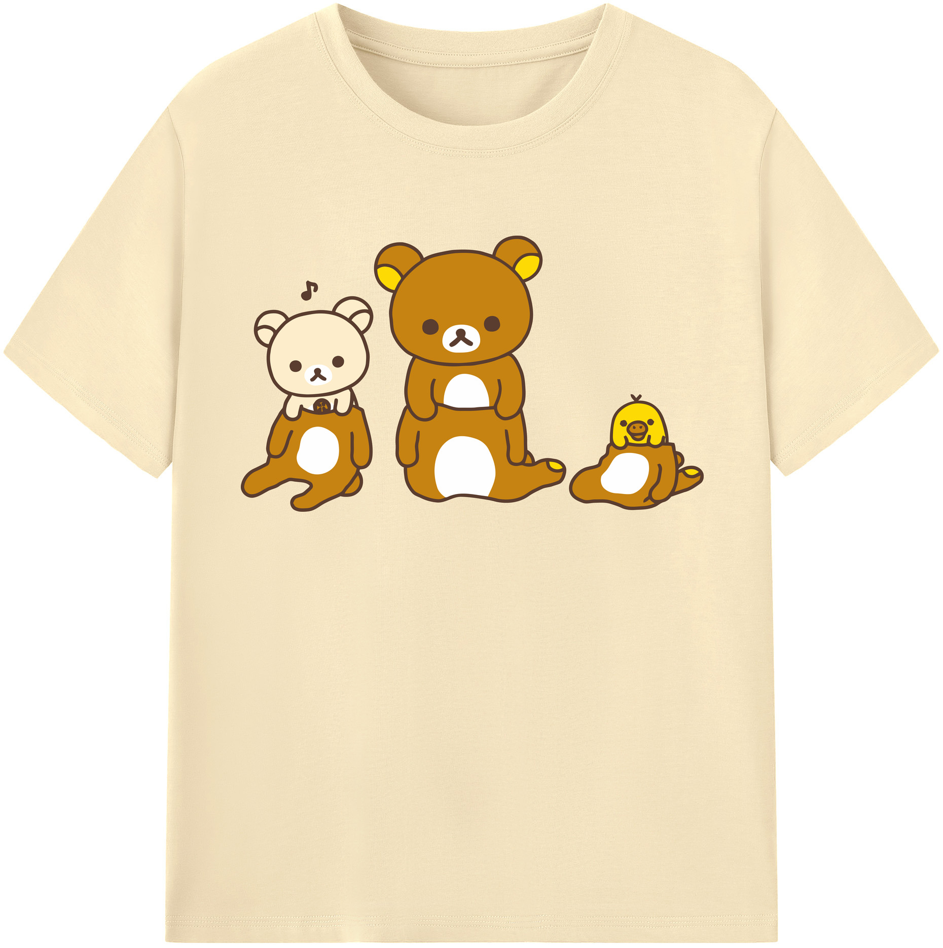 （画像用） リラックマ リラックマ キイロイトリ Rilakkuma Korilakkuma Kiiroitori 綿100％半袖Tシャツ（フロントプリント）
