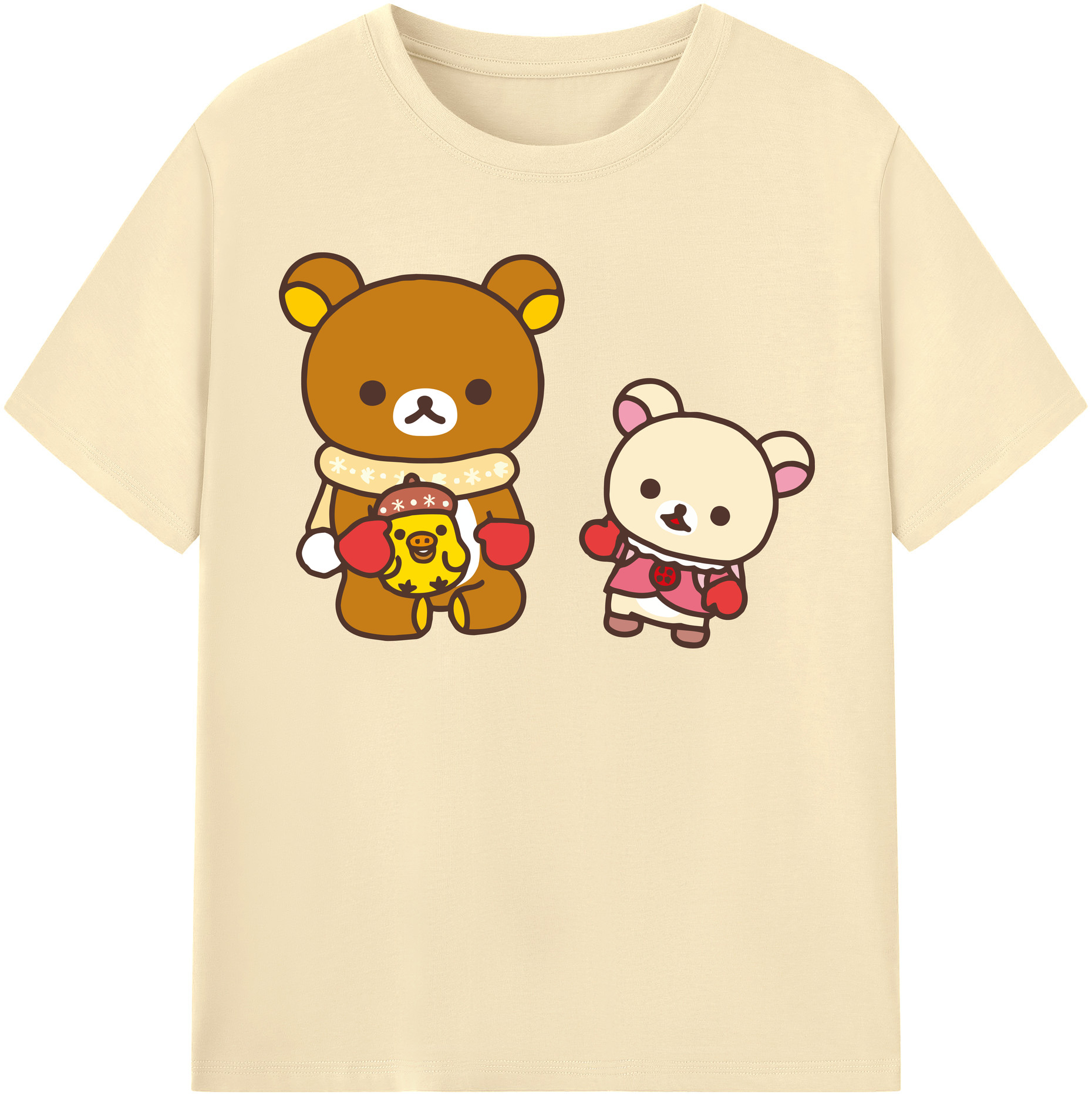 （画像用） リラックマ リラックマ キイロイトリ Rilakkuma Korilakkuma Kiiroitori 綿100％半袖Tシャツ（フロントプリント）