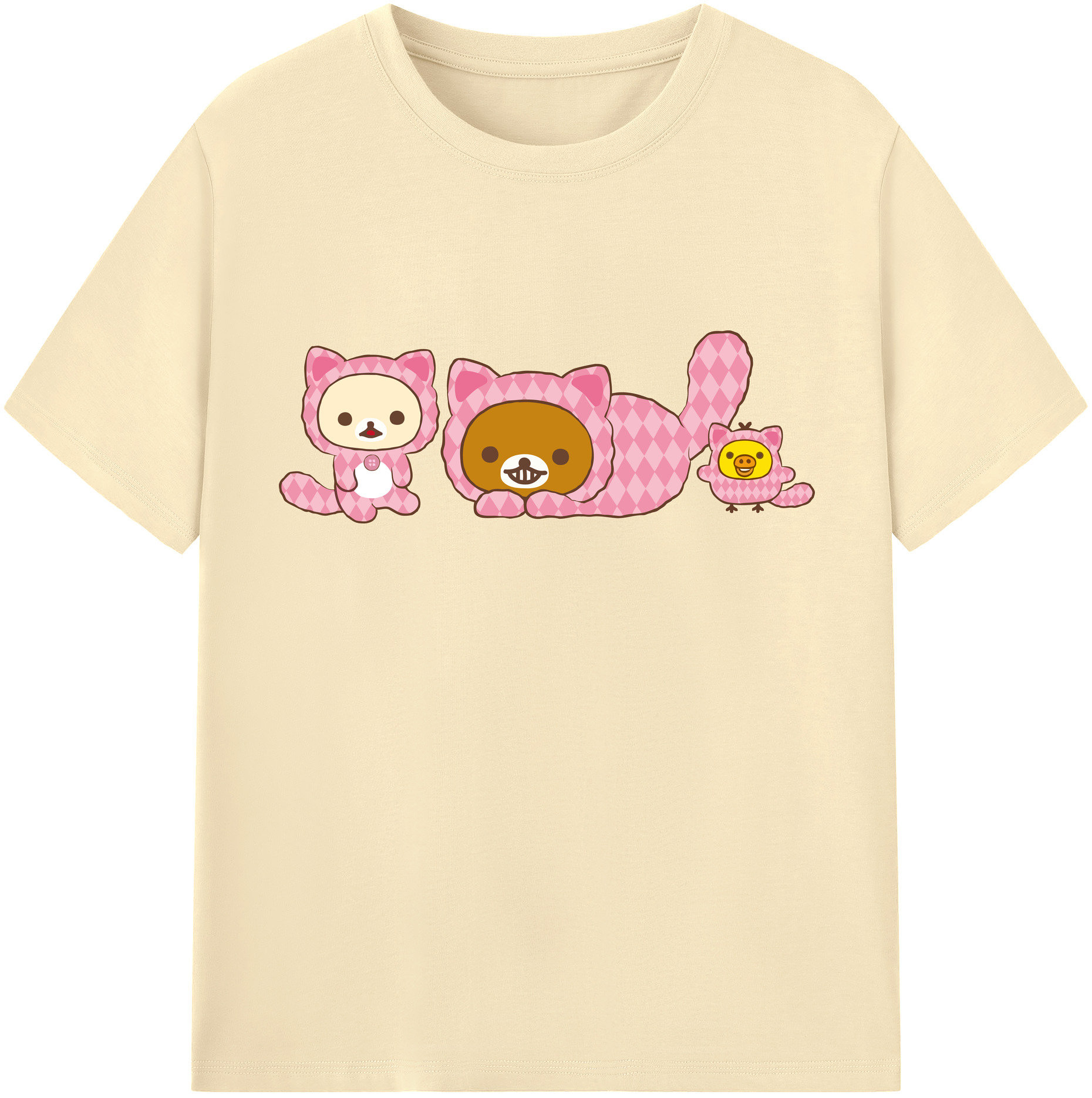（画像用） リラックマ リラックマ キイロイトリ Rilakkuma Korilakkuma Kiiroitori 綿100％半袖Tシャツ（フロントプリント）