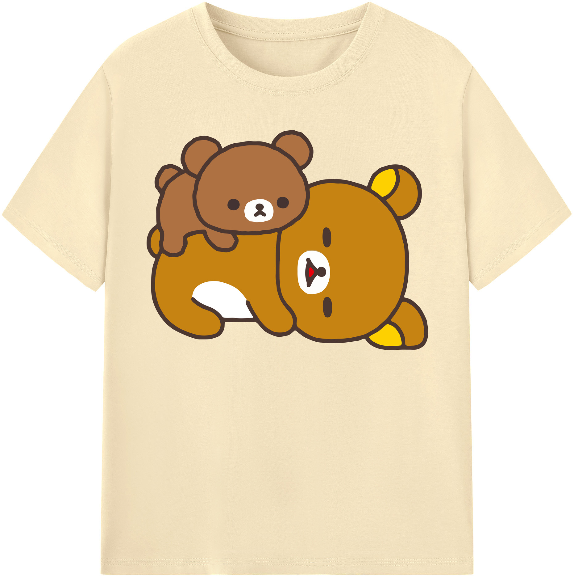 （画像用） リラックマ リラックマ キイロイトリ Rilakkuma Korilakkuma Kiiroitori 綿100％半袖Tシャツ（フロントプリント）