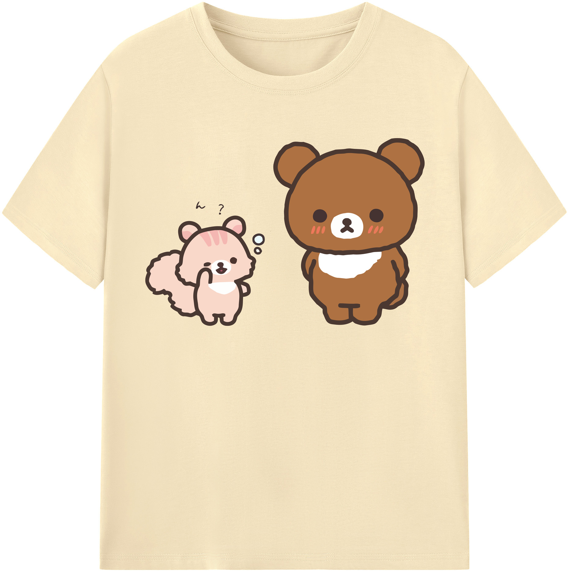（画像用） リラックマ リラックマ キイロイトリ Rilakkuma Korilakkuma Kiiroitori 綿100％半袖Tシャツ（フロントプリント）