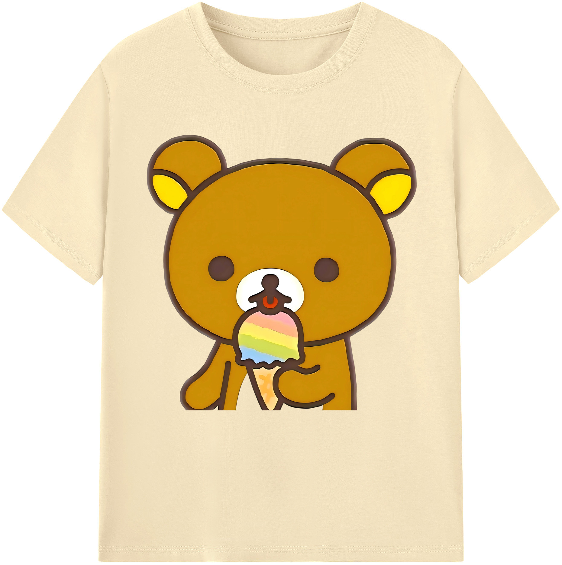 （画像用） リラックマ リラックマ キイロイトリ Rilakkuma Korilakkuma Kiiroitori 綿100％半袖Tシャツ（フロントプリント）