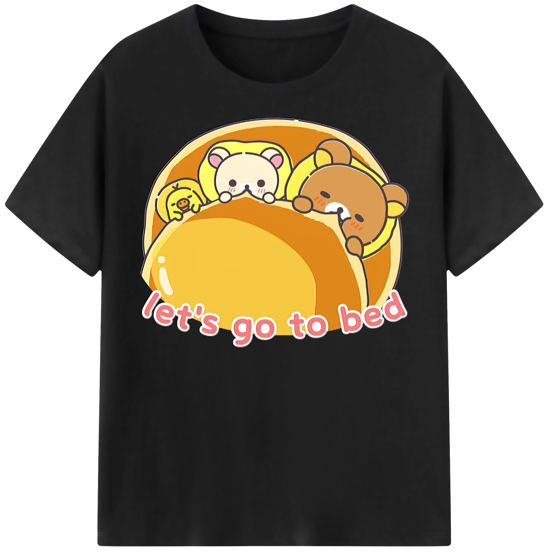 （画像用） リラックマ リラックマ キイロイトリ Rilakkuma Korilakkuma Kiiroitori 綿100％半袖Tシャツ（フロントプリント）