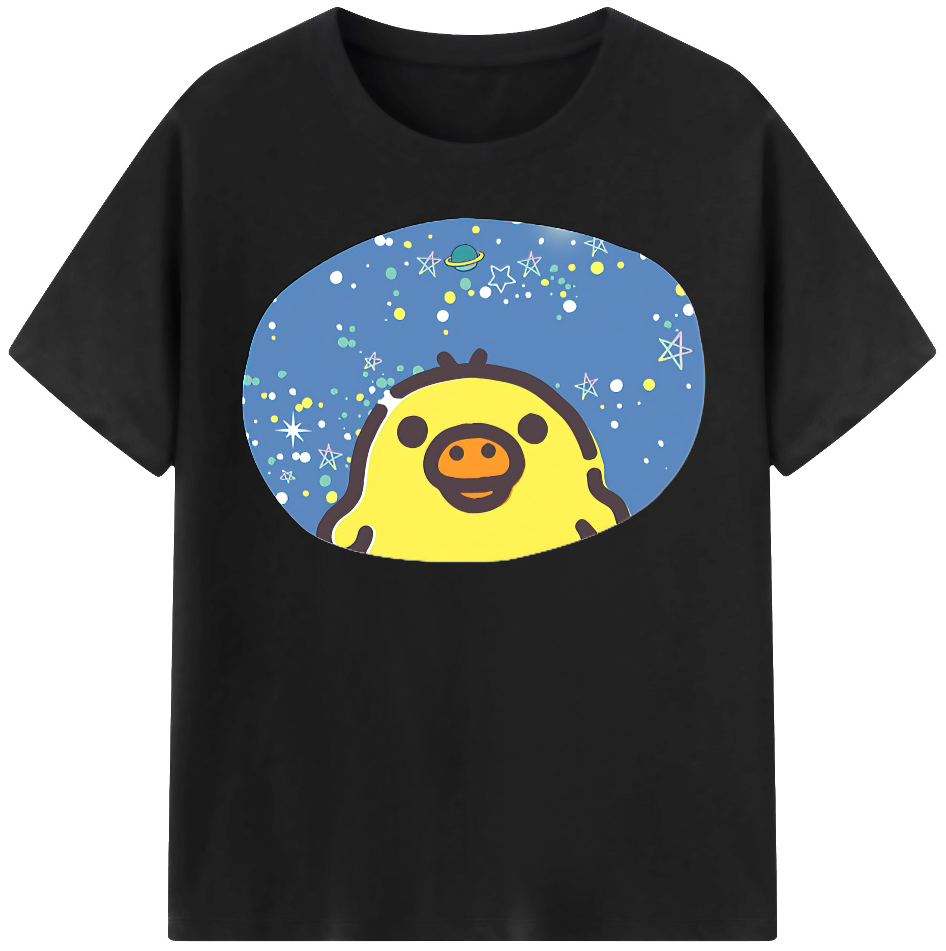 （画像用） リラックマ リラックマ キイロイトリ Rilakkuma Korilakkuma Kiiroitori 綿100％半袖Tシャツ（フロントプリント）