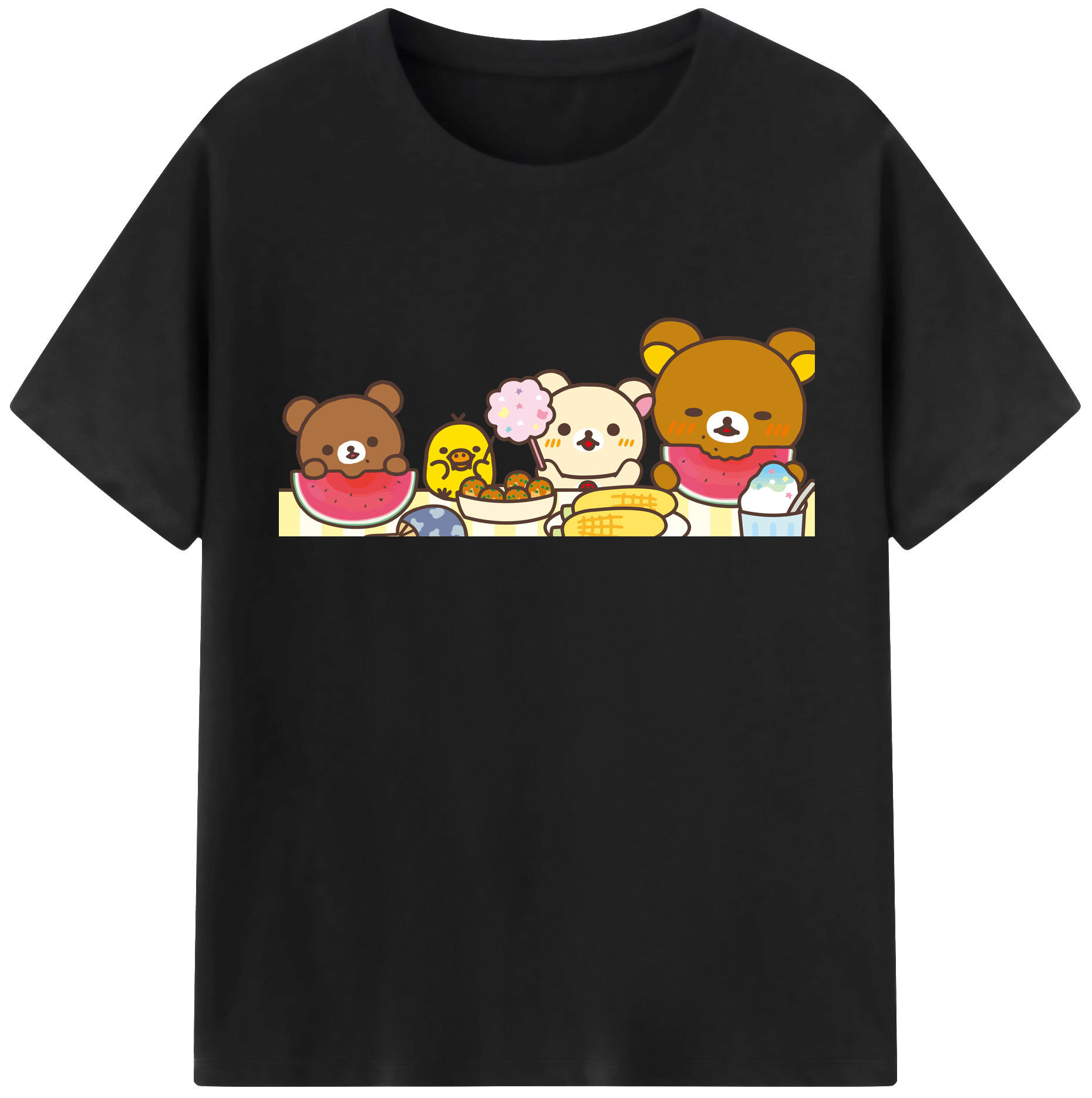 （画像用） リラックマ リラックマ キイロイトリ Rilakkuma Korilakkuma Kiiroitori 綿100％半袖Tシャツ（フロントプリント）