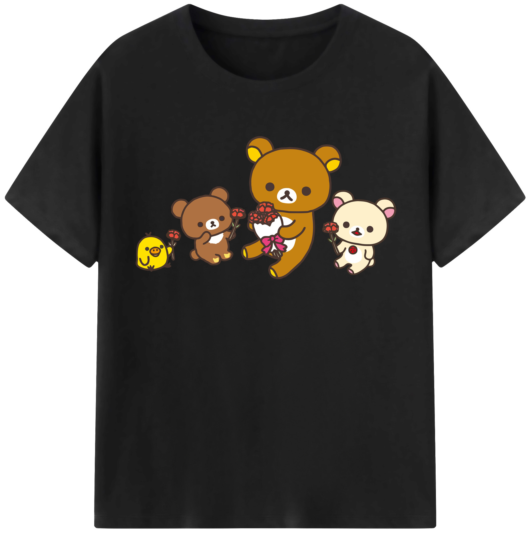 （画像用） リラックマ リラックマ キイロイトリ Rilakkuma Korilakkuma Kiiroitori 綿100％半袖Tシャツ（フロントプリント）