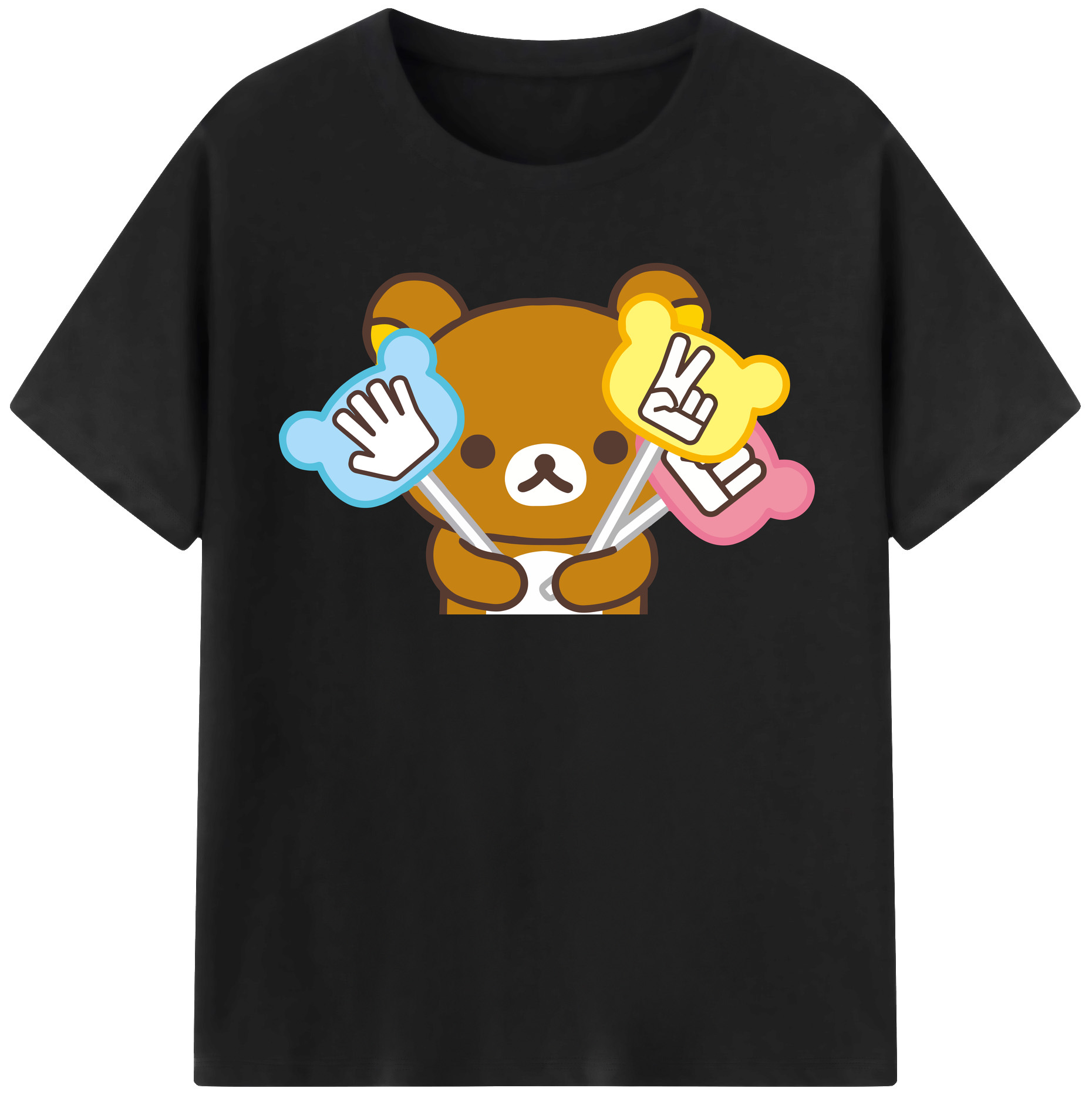 （画像用） リラックマ リラックマ キイロイトリ Rilakkuma Korilakkuma Kiiroitori 綿100％半袖Tシャツ（フロントプリント）