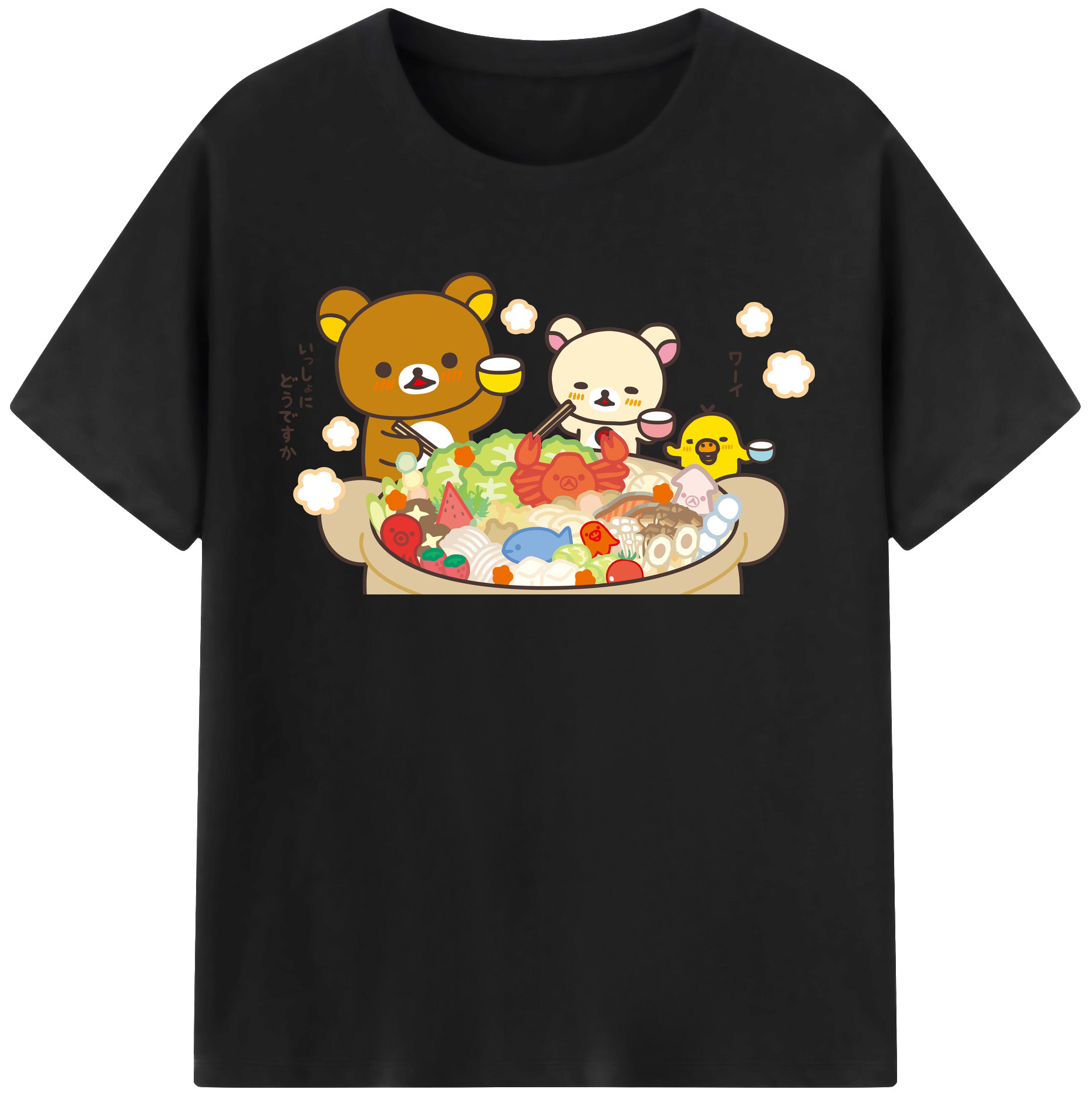 （画像用） リラックマ リラックマ キイロイトリ Rilakkuma Korilakkuma Kiiroitori 綿100％半袖Tシャツ（フロントプリント）
