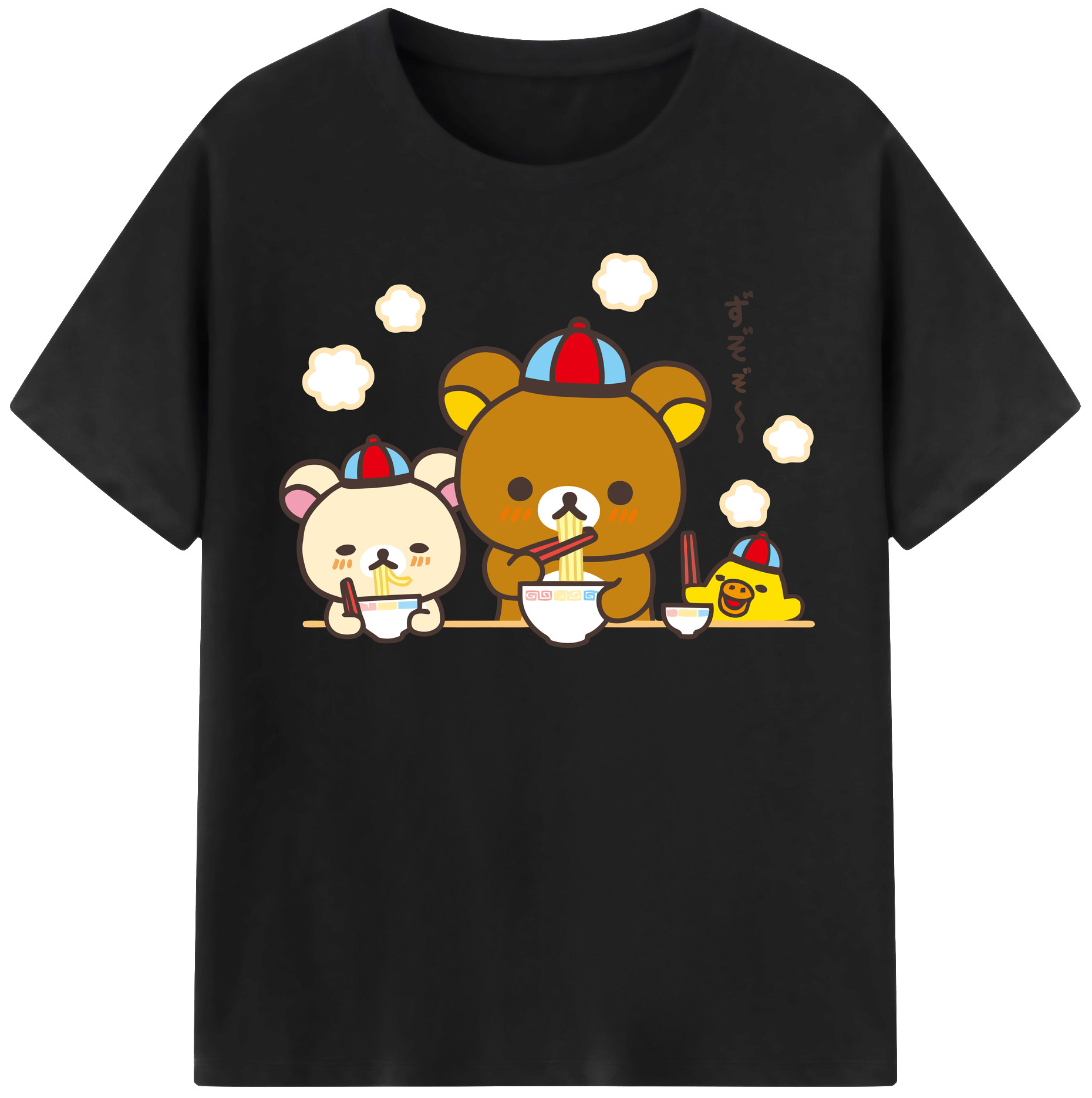 （画像用） リラックマ リラックマ キイロイトリ Rilakkuma Korilakkuma Kiiroitori 綿100％半袖Tシャツ（フロントプリント）