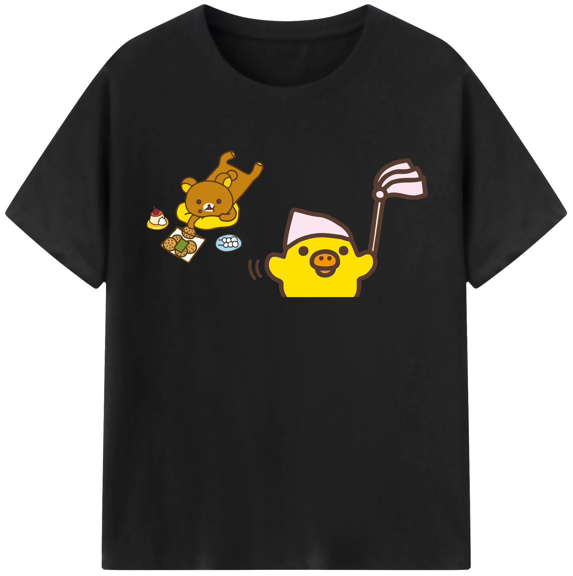 （画像用） リラックマ リラックマ キイロイトリ Rilakkuma Korilakkuma Kiiroitori 綿100％半袖Tシャツ（フロントプリント）