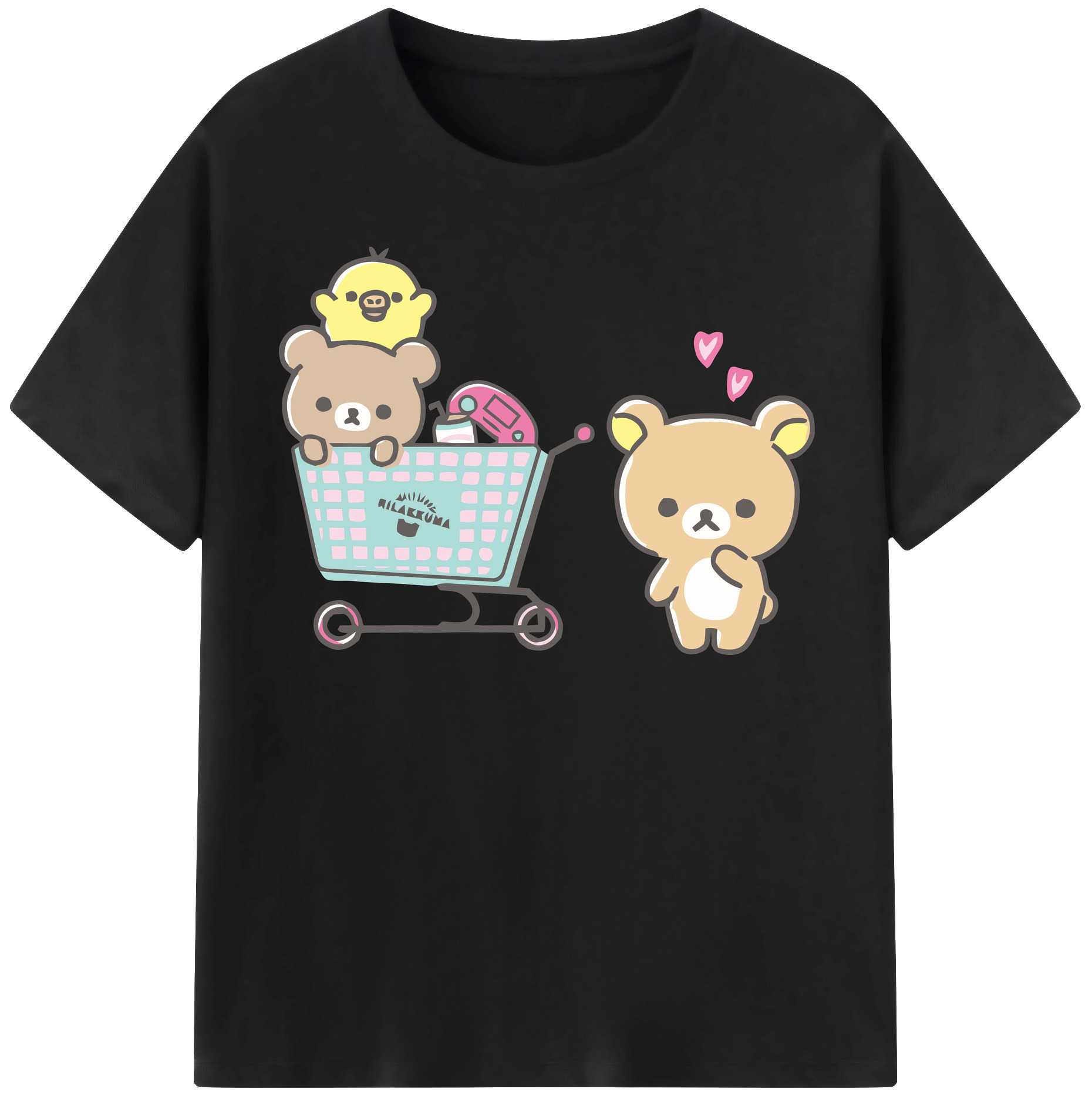 （画像用） リラックマ リラックマ キイロイトリ Rilakkuma Korilakkuma Kiiroitori 綿100％半袖Tシャツ（フロントプリント）
