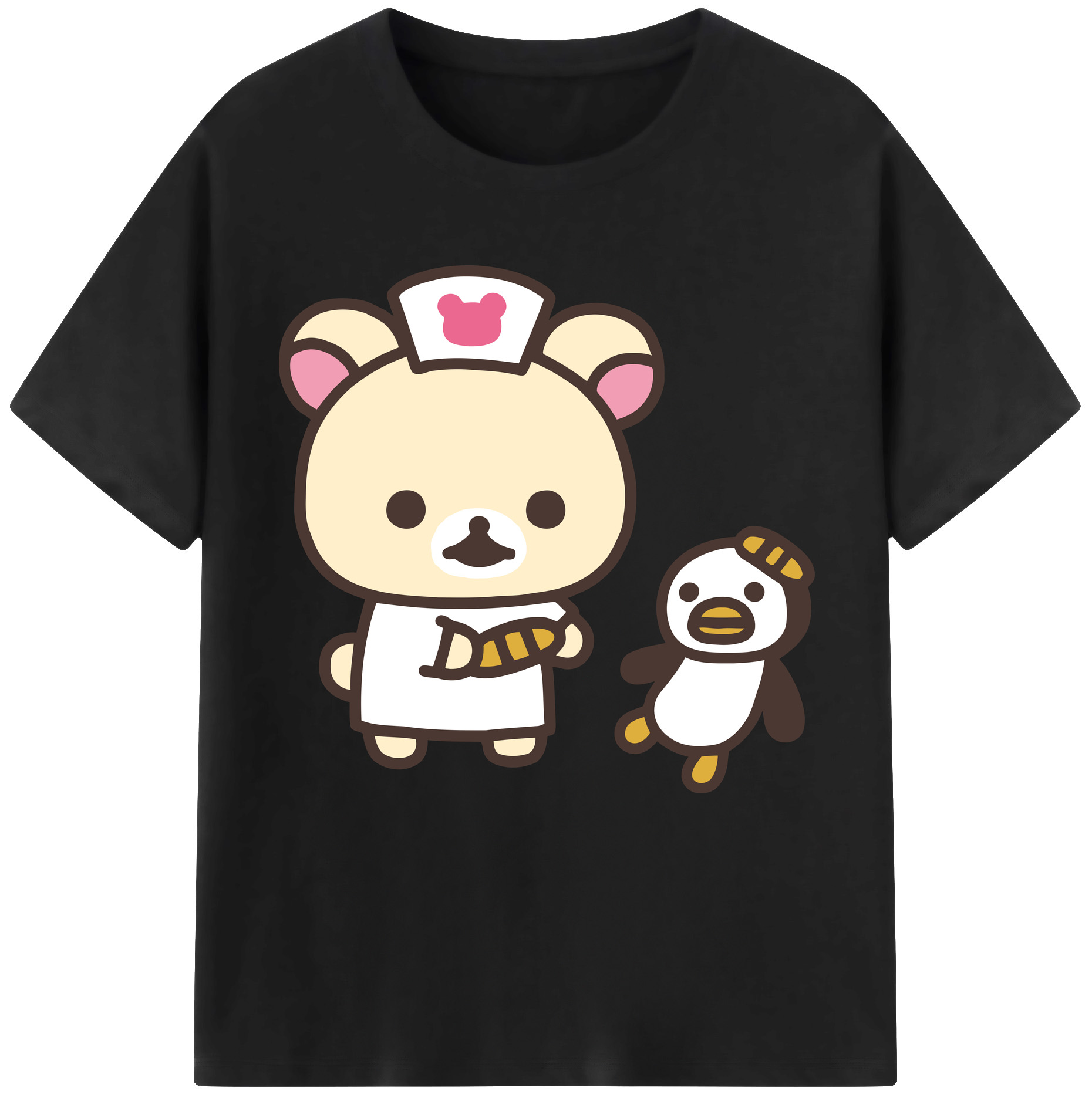（画像用） リラックマ リラックマ キイロイトリ Rilakkuma Korilakkuma Kiiroitori 綿100％半袖Tシャツ（フロントプリント）