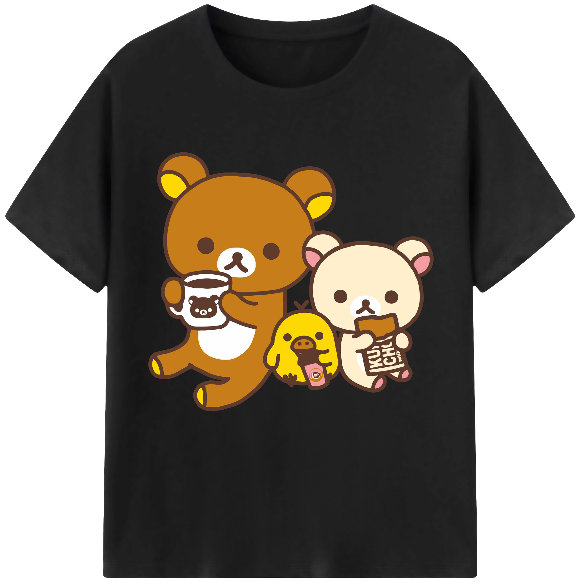 （画像用） リラックマ リラックマ キイロイトリ Rilakkuma Korilakkuma Kiiroitori 綿100％半袖Tシャツ（フロントプリント）