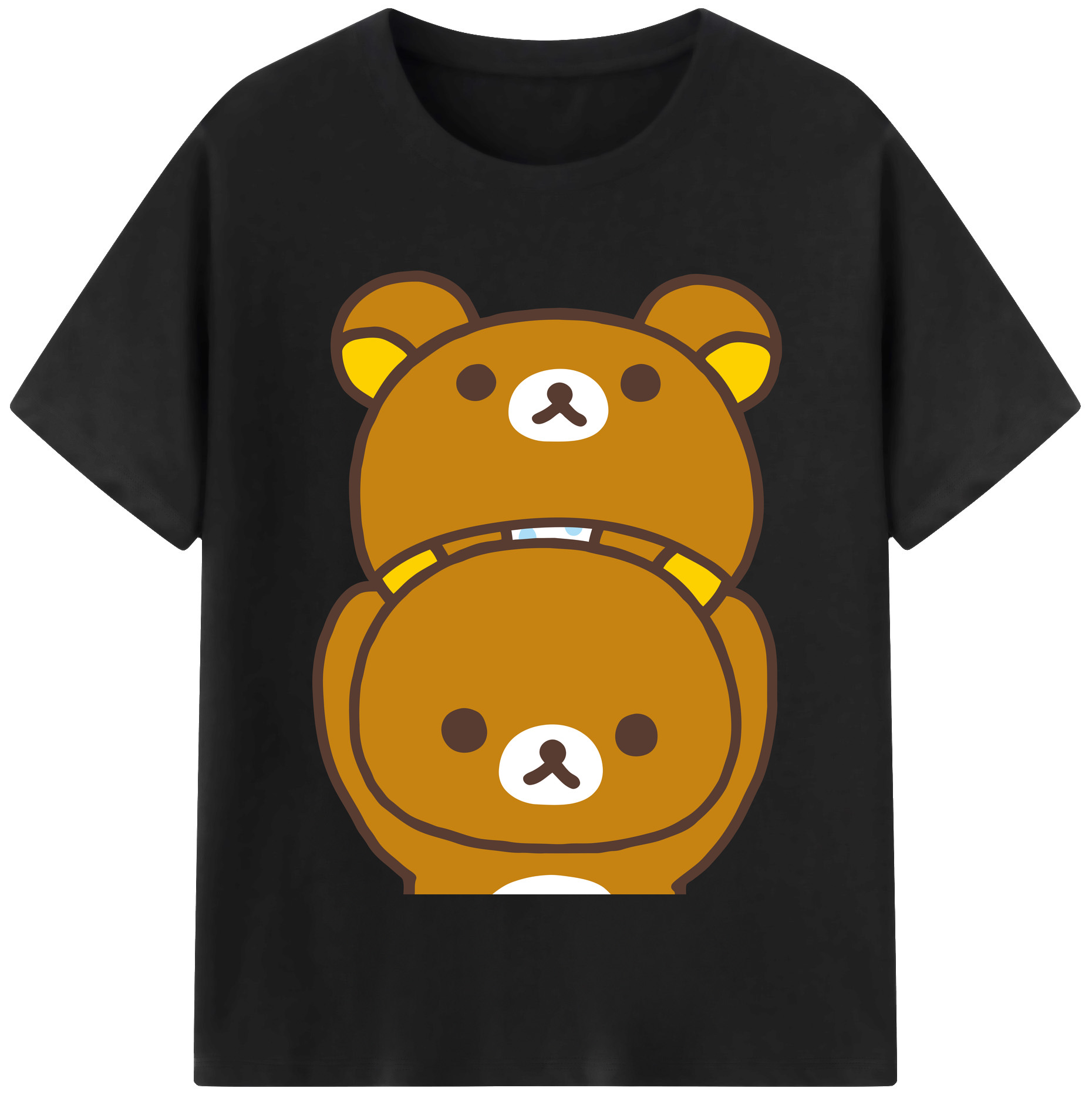 （画像用） リラックマ リラックマ キイロイトリ Rilakkuma Korilakkuma Kiiroitori 綿100％半袖Tシャツ（フロントプリント）