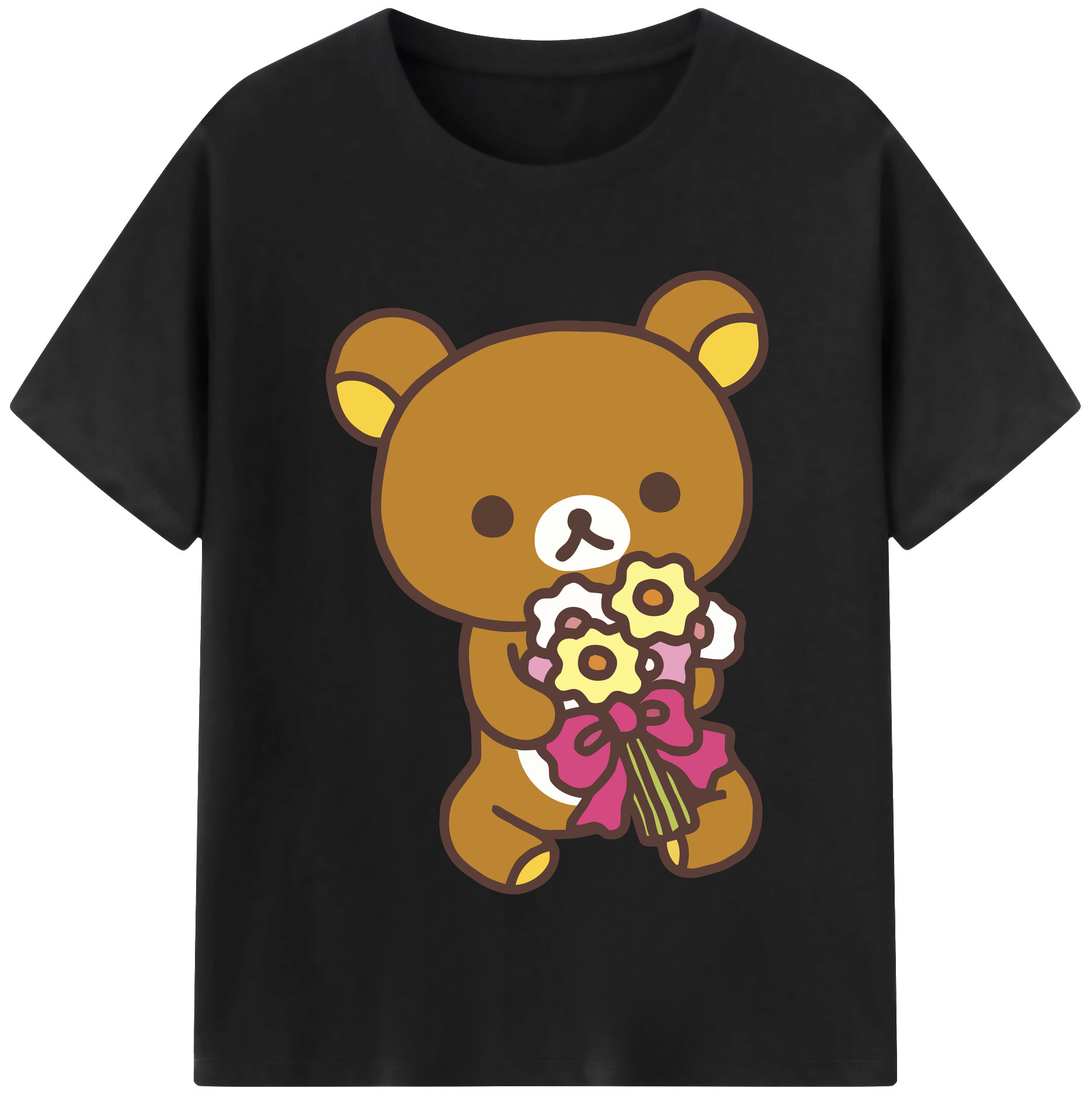 （画像用） リラックマ リラックマ キイロイトリ Rilakkuma Korilakkuma Kiiroitori 綿100％半袖Tシャツ（フロントプリント）