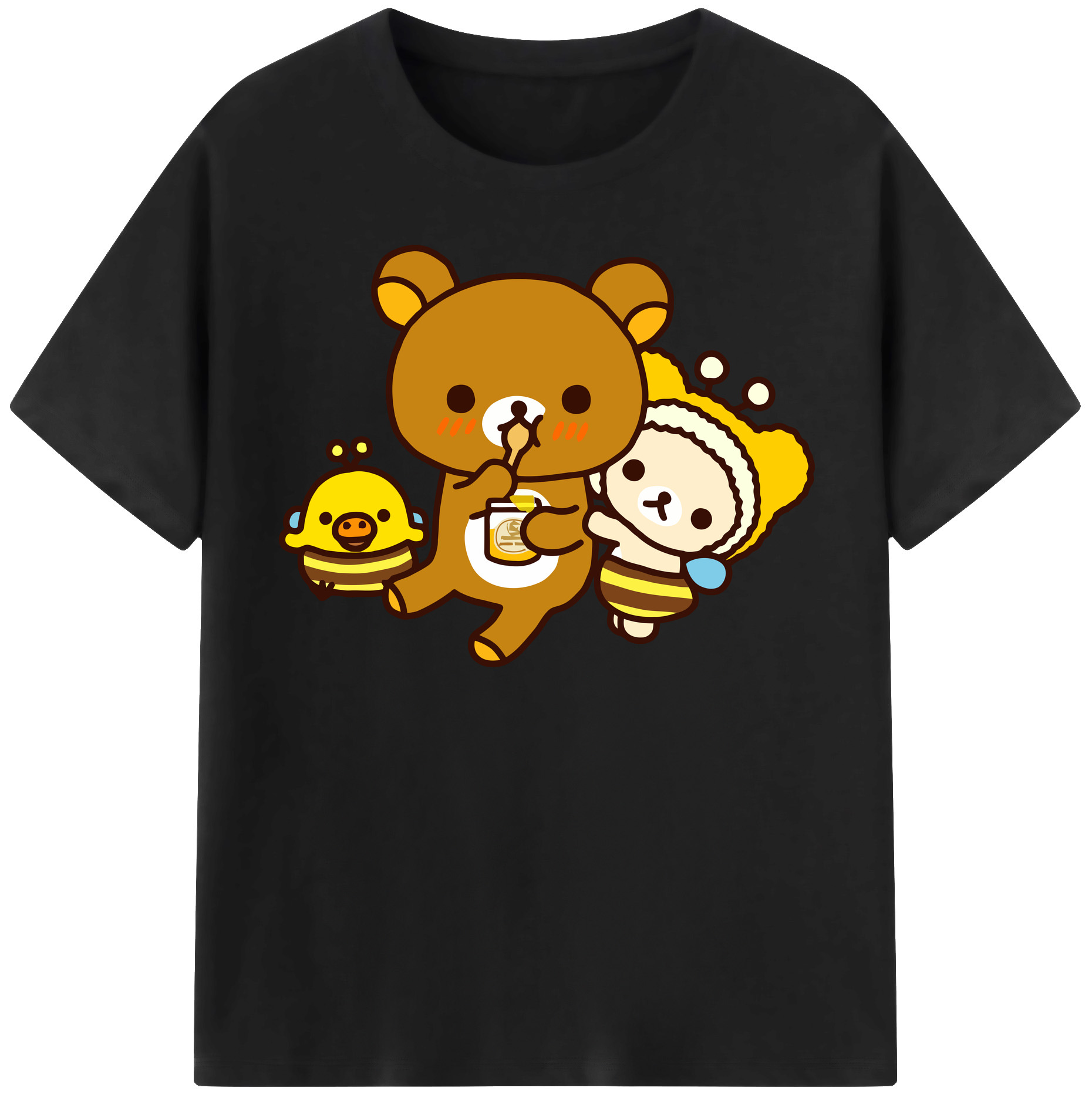 （画像用） リラックマ リラックマ キイロイトリ Rilakkuma Korilakkuma Kiiroitori 綿100％半袖Tシャツ（フロントプリント）