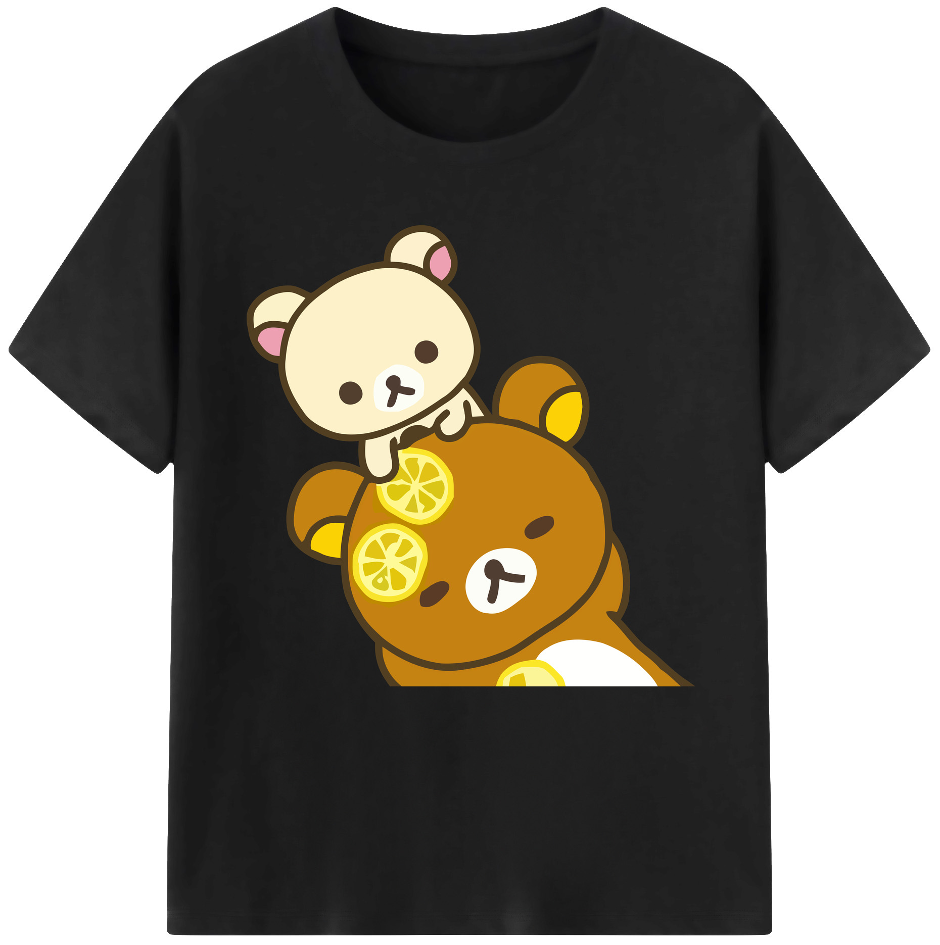 （画像用） リラックマ リラックマ キイロイトリ Rilakkuma Korilakkuma Kiiroitori 綿100％半袖Tシャツ（フロントプリント）