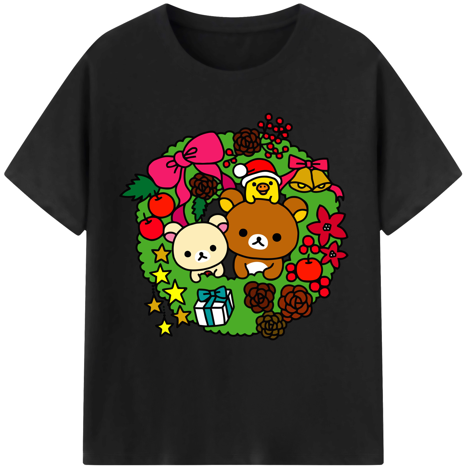 （画像用） リラックマ リラックマ キイロイトリ Rilakkuma Korilakkuma Kiiroitori 綿100％半袖Tシャツ（フロントプリント）
