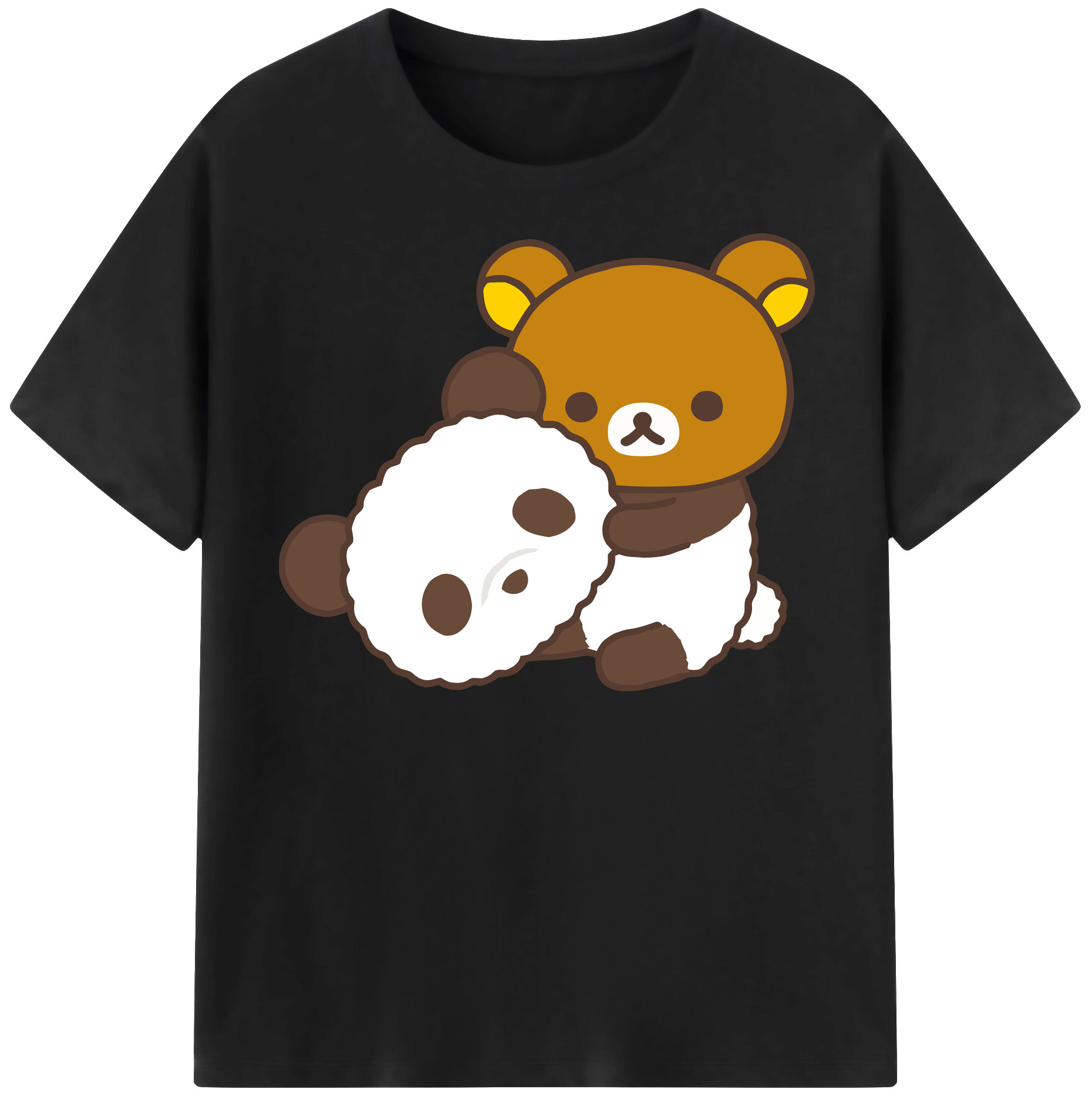 （画像用） リラックマ リラックマ キイロイトリ Rilakkuma Korilakkuma Kiiroitori 綿100％半袖Tシャツ（フロントプリント）