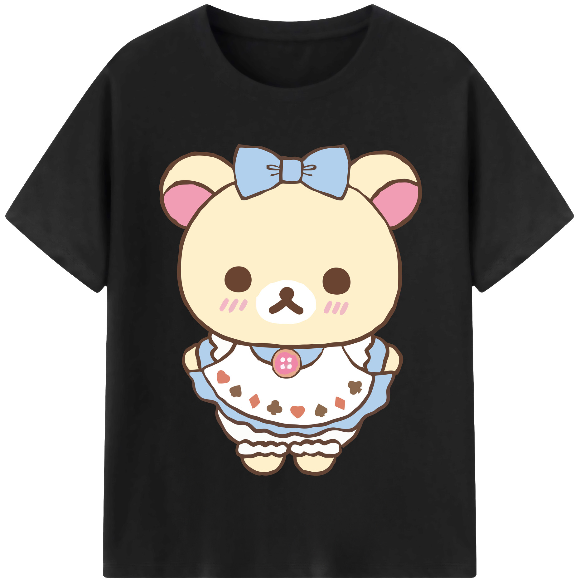 （画像用） リラックマ リラックマ キイロイトリ Rilakkuma Korilakkuma Kiiroitori 綿100％半袖Tシャツ（フロントプリント）