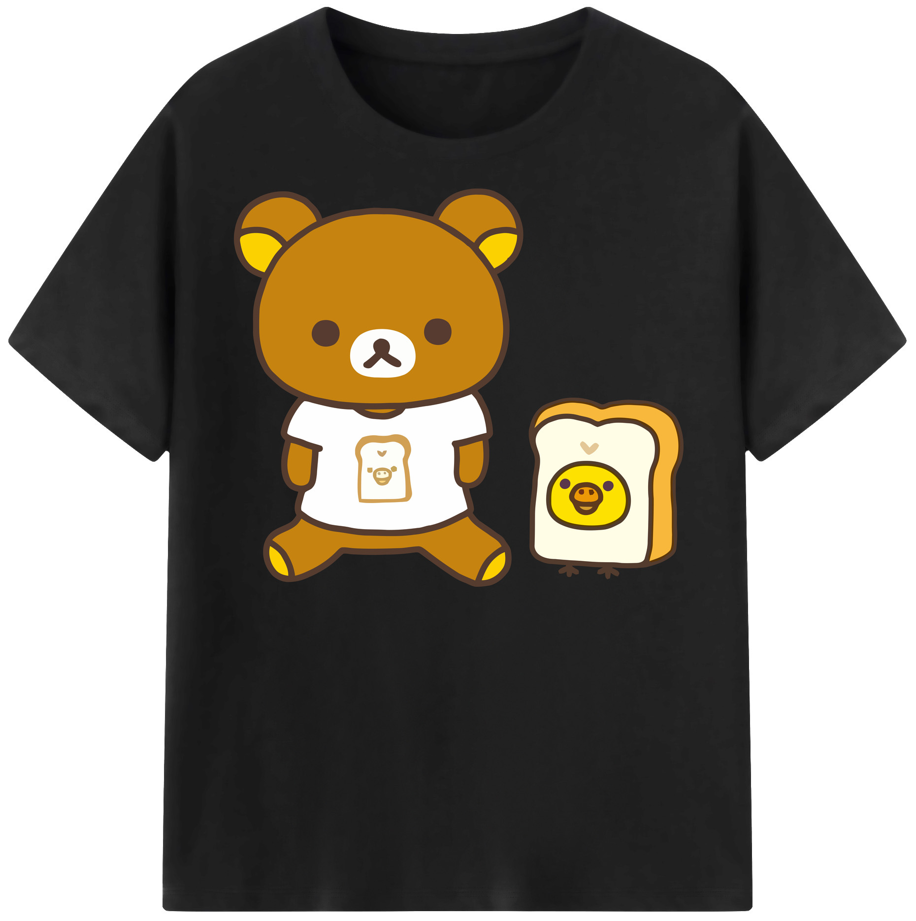 （画像用） リラックマ リラックマ キイロイトリ Rilakkuma Korilakkuma Kiiroitori 綿100％半袖Tシャツ（フロントプリント）