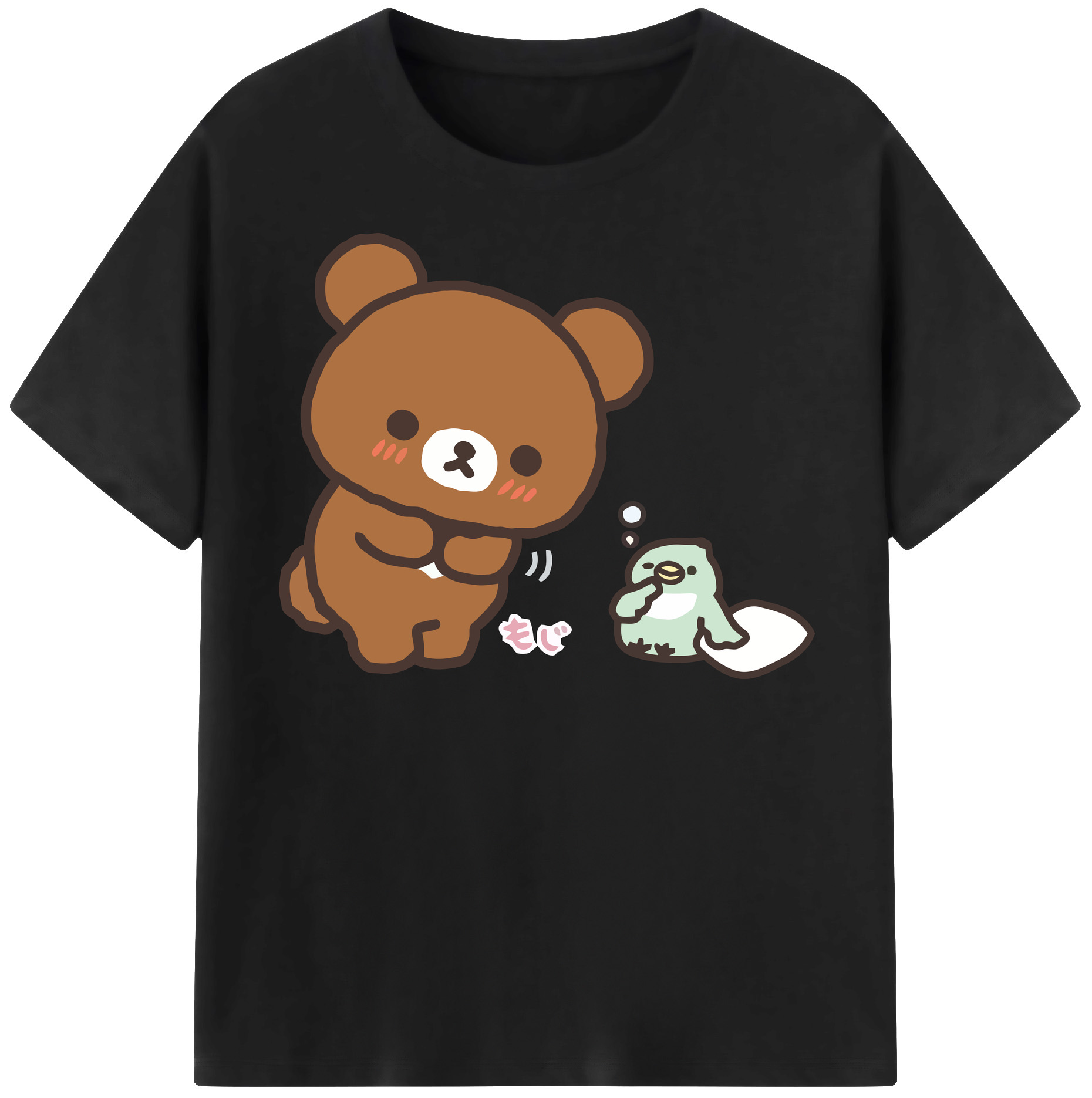 （画像用） リラックマ リラックマ キイロイトリ Rilakkuma Korilakkuma Kiiroitori 綿100％半袖Tシャツ（フロントプリント）