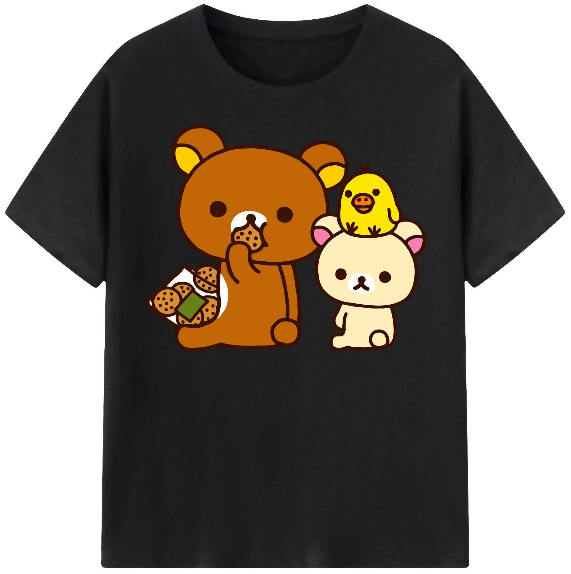 （画像用） リラックマ リラックマ キイロイトリ Rilakkuma Korilakkuma Kiiroitori 綿100％半袖Tシャツ（フロントプリント）