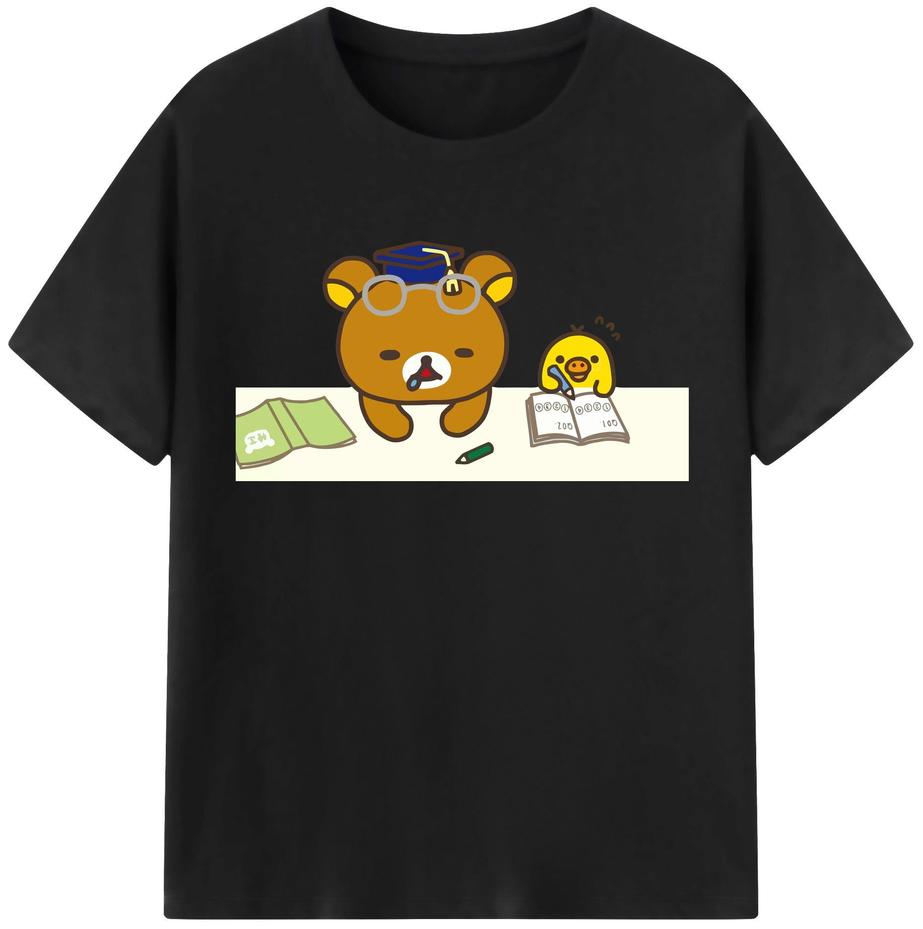 （画像用） リラックマ リラックマ キイロイトリ Rilakkuma Korilakkuma Kiiroitori 綿100％半袖Tシャツ（フロントプリント）