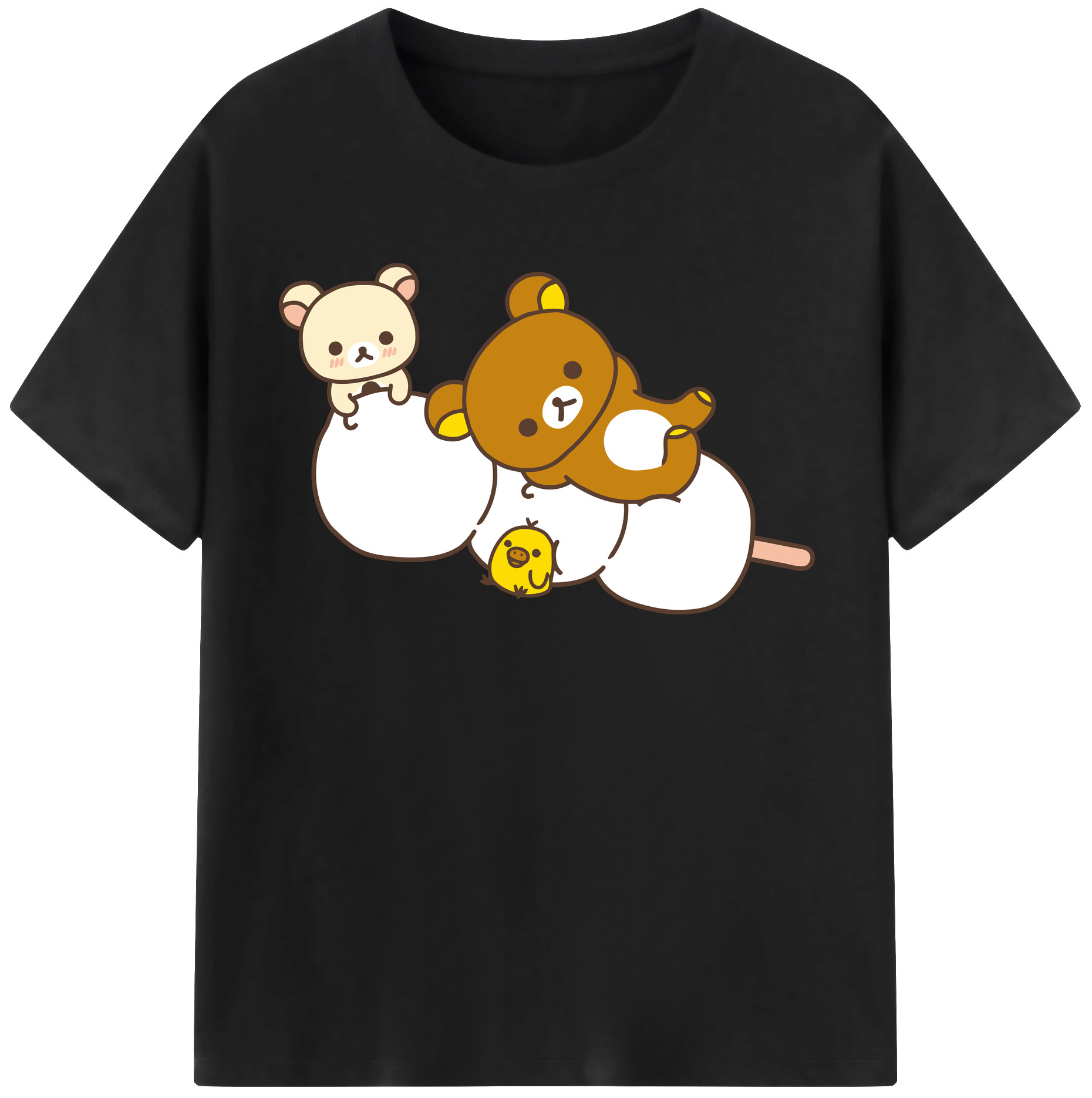 （画像用） リラックマ リラックマ キイロイトリ Rilakkuma Korilakkuma Kiiroitori 綿100％半袖Tシャツ（フロントプリント）
