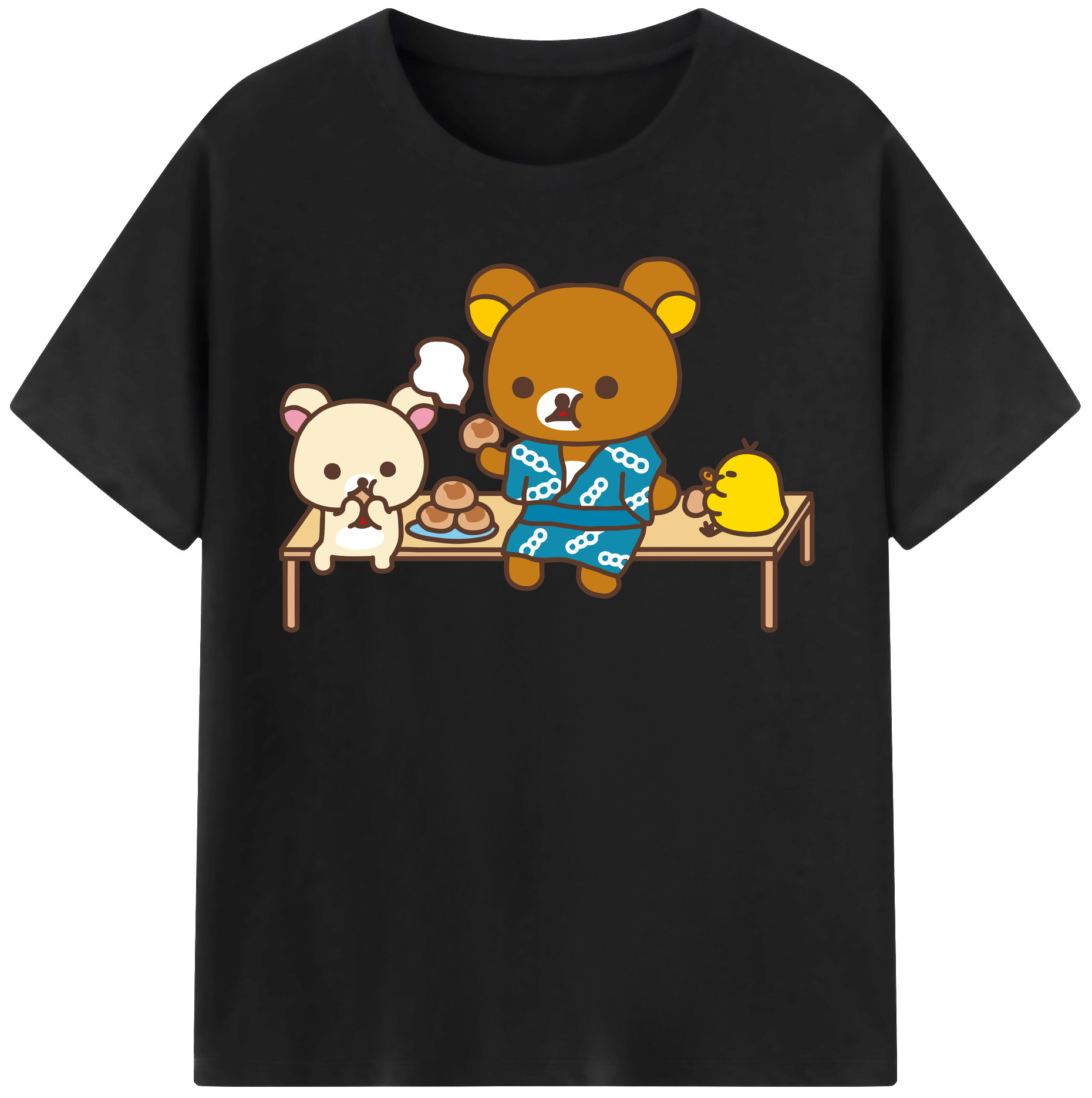 （画像用） リラックマ リラックマ キイロイトリ Rilakkuma Korilakkuma Kiiroitori 綿100％半袖Tシャツ（フロントプリント）
