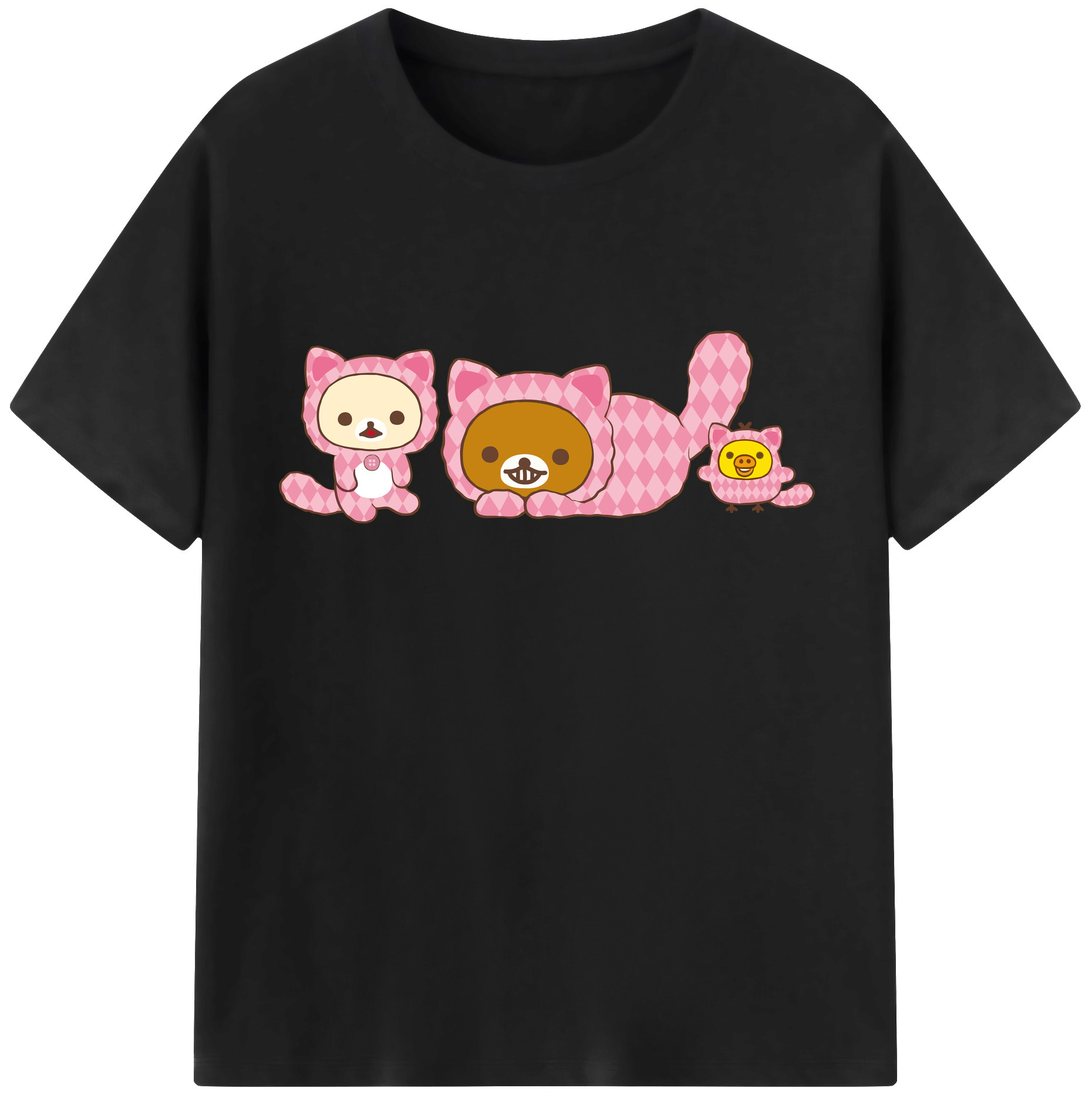 （画像用） リラックマ リラックマ キイロイトリ Rilakkuma Korilakkuma Kiiroitori 綿100％半袖Tシャツ（フロントプリント）
