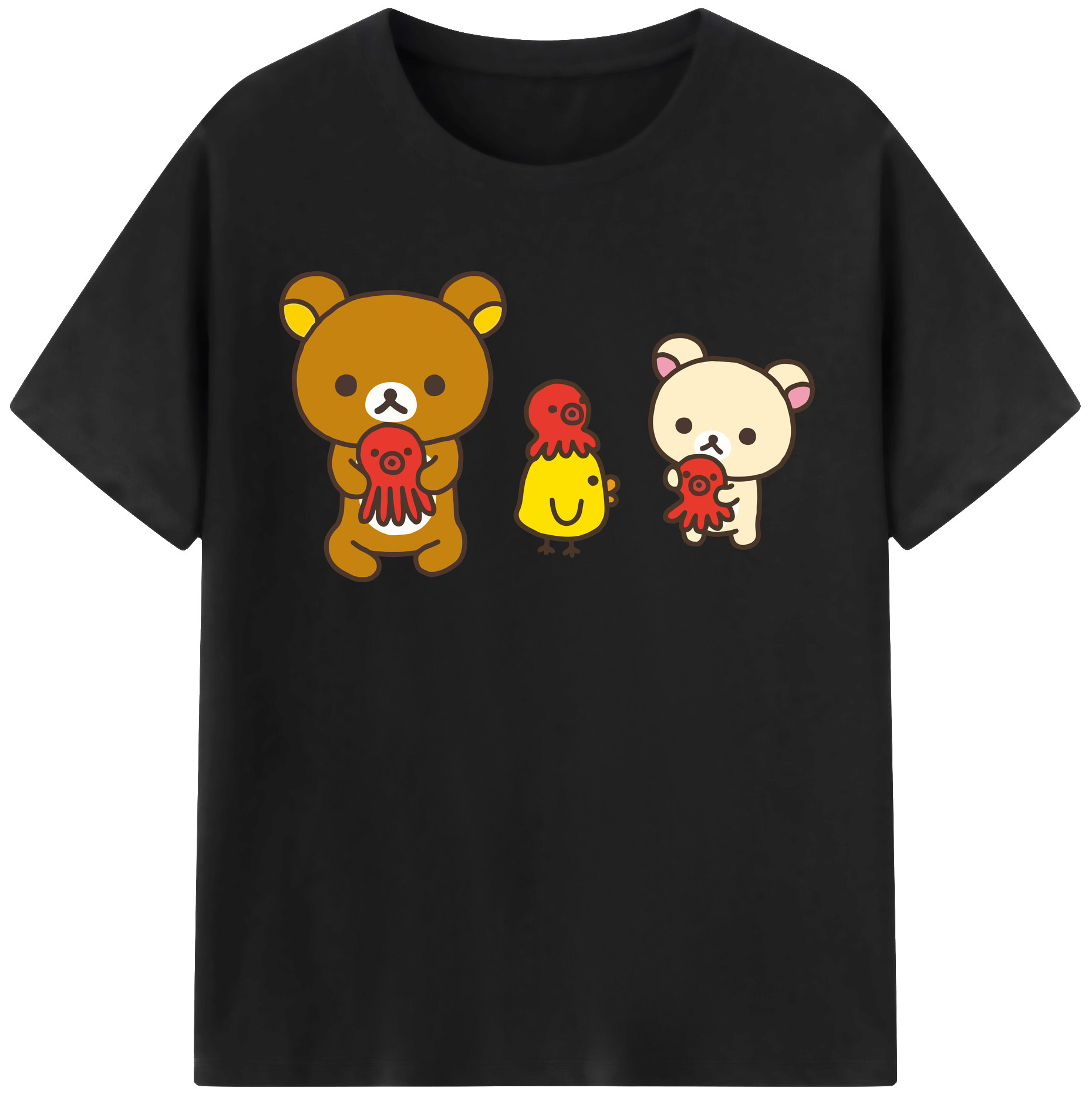 （画像用） リラックマ リラックマ キイロイトリ Rilakkuma Korilakkuma Kiiroitori 綿100％半袖Tシャツ（フロントプリント）