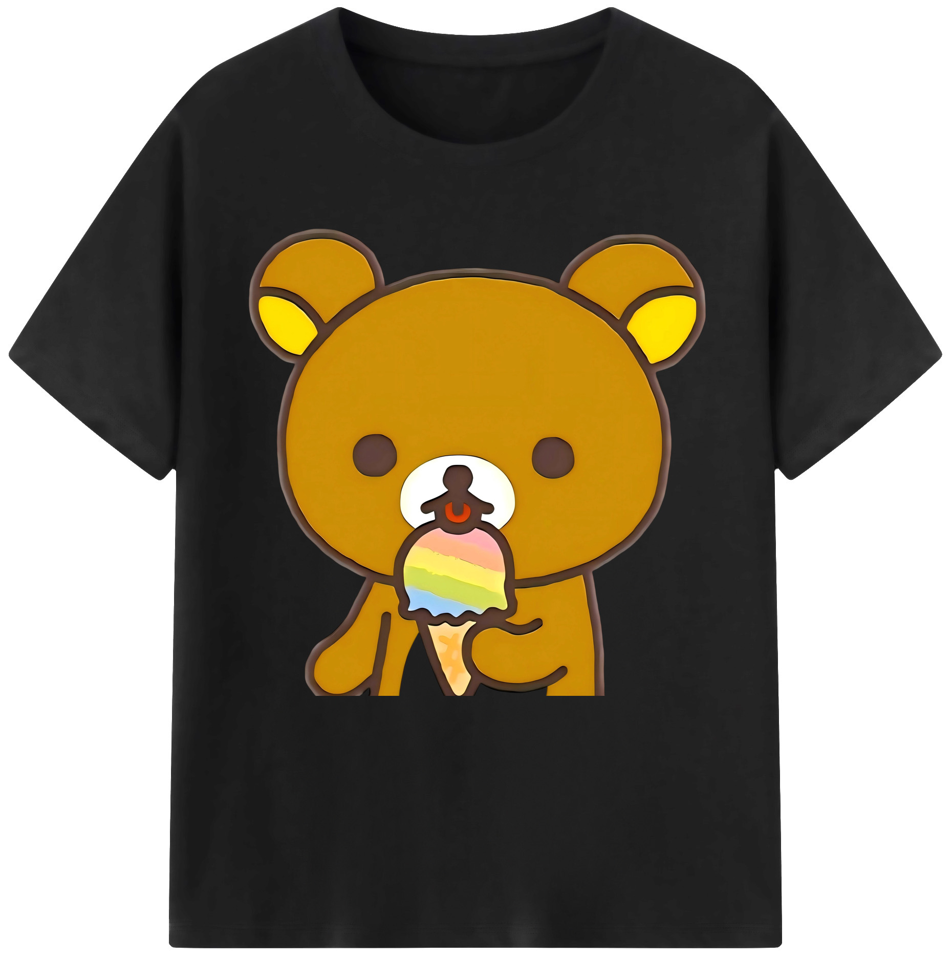 （画像用） リラックマ リラックマ キイロイトリ Rilakkuma Korilakkuma Kiiroitori 綿100％半袖Tシャツ（フロントプリント）