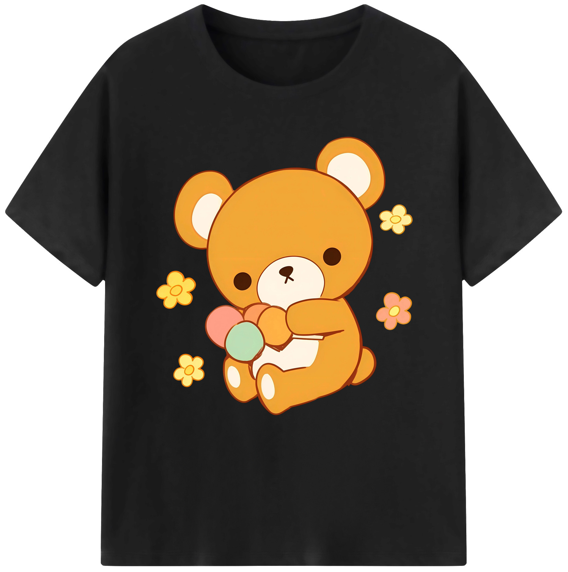 （画像用） リラックマ リラックマ キイロイトリ Rilakkuma Korilakkuma Kiiroitori 綿100％半袖Tシャツ（フロントプリント）