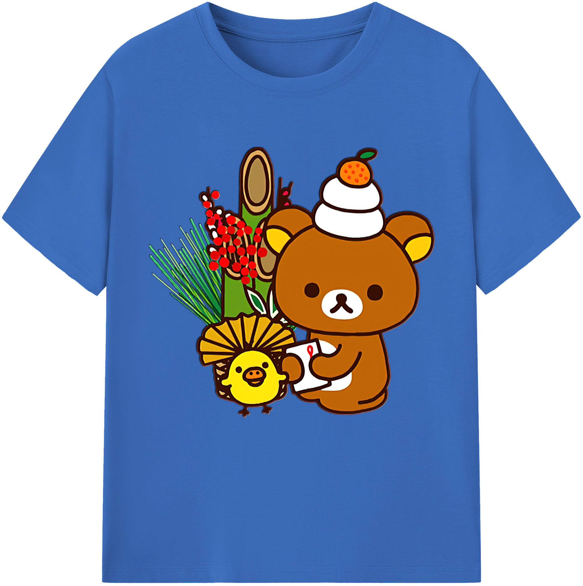 （画像用） リラックマ リラックマ キイロイトリ Rilakkuma Korilakkuma Kiiroitori 綿100％半袖Tシャツ（フロントプリント）