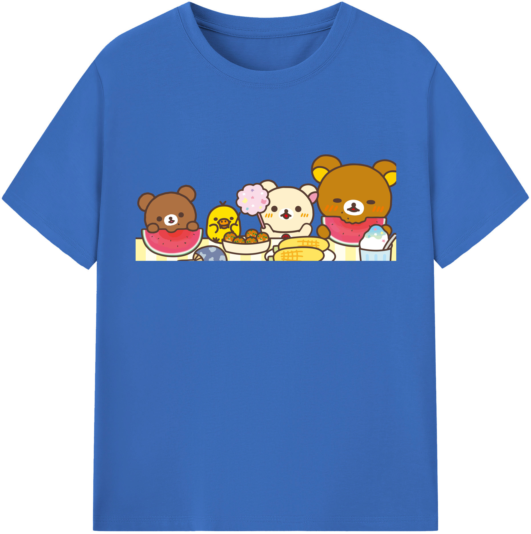 （画像用） リラックマ リラックマ キイロイトリ Rilakkuma Korilakkuma Kiiroitori 綿100％半袖Tシャツ（フロントプリント）
