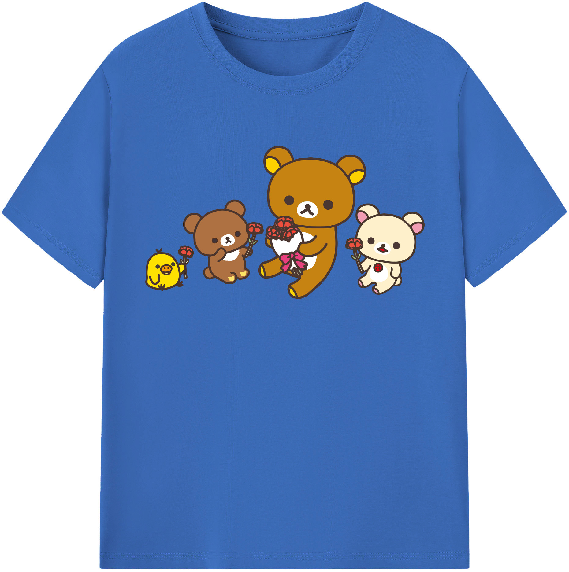（画像用） リラックマ リラックマ キイロイトリ Rilakkuma Korilakkuma Kiiroitori 綿100％半袖Tシャツ（フロントプリント）