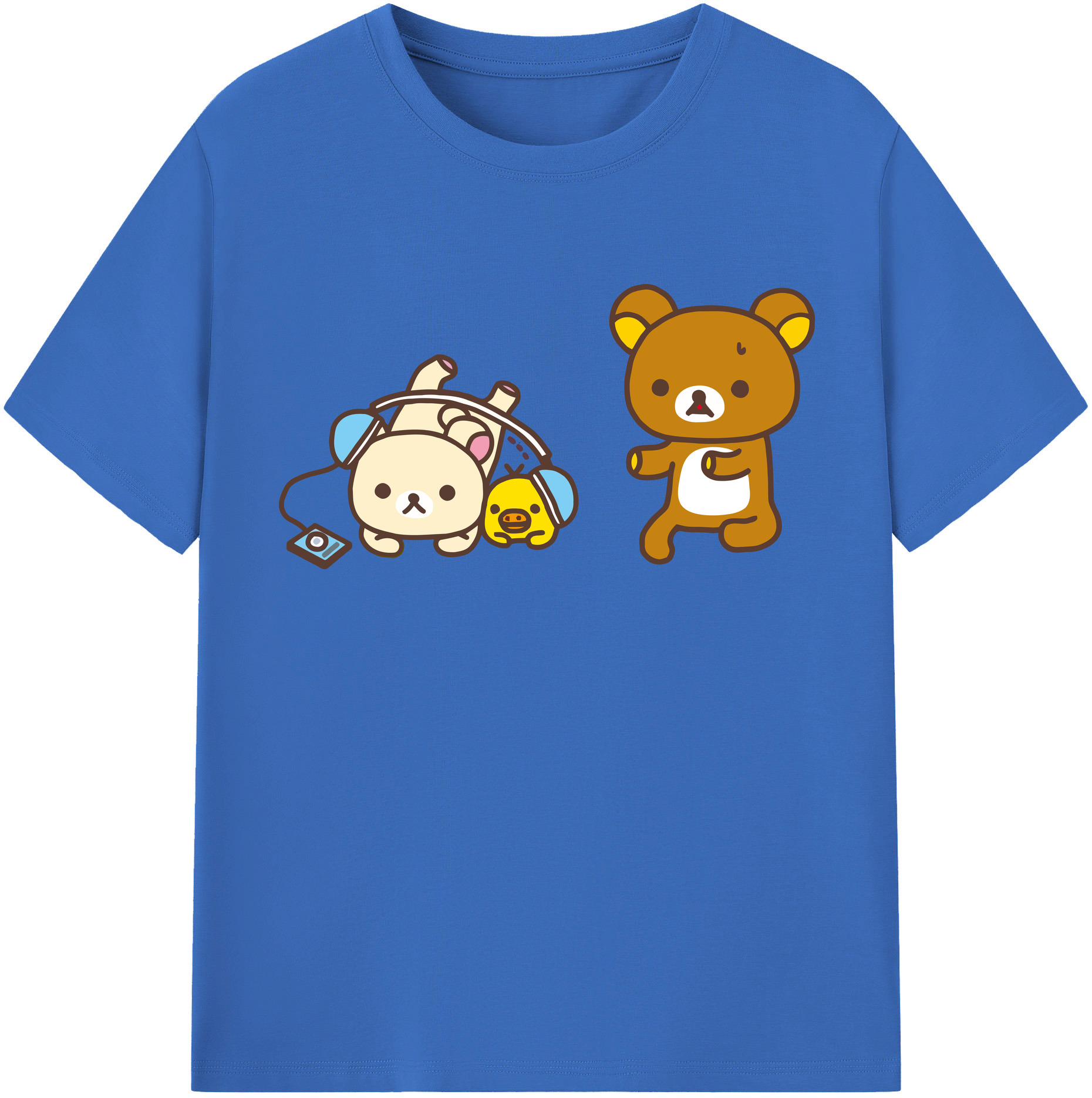 （画像用） リラックマ リラックマ キイロイトリ Rilakkuma Korilakkuma Kiiroitori 綿100％半袖Tシャツ（フロントプリント）