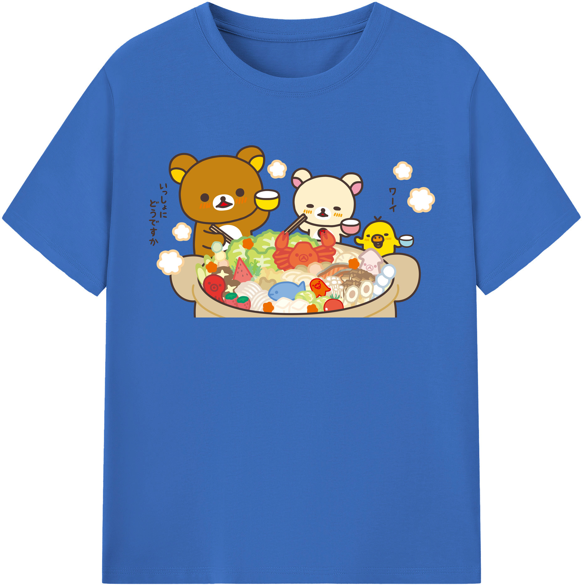 （画像用） リラックマ リラックマ キイロイトリ Rilakkuma Korilakkuma Kiiroitori 綿100％半袖Tシャツ（フロントプリント）