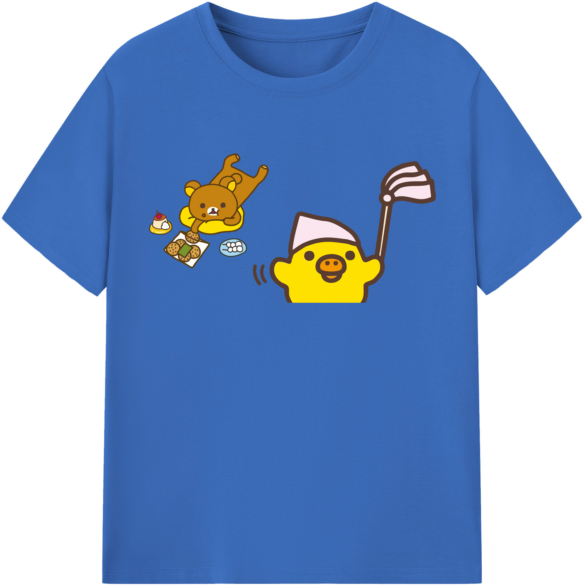 （画像用） リラックマ リラックマ キイロイトリ Rilakkuma Korilakkuma Kiiroitori 綿100％半袖Tシャツ（フロントプリント）