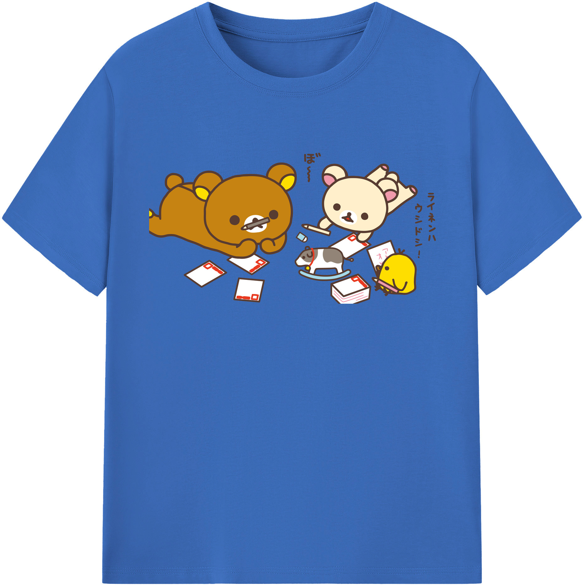 （画像用） リラックマ リラックマ キイロイトリ Rilakkuma Korilakkuma Kiiroitori 綿100％半袖Tシャツ（フロントプリント）
