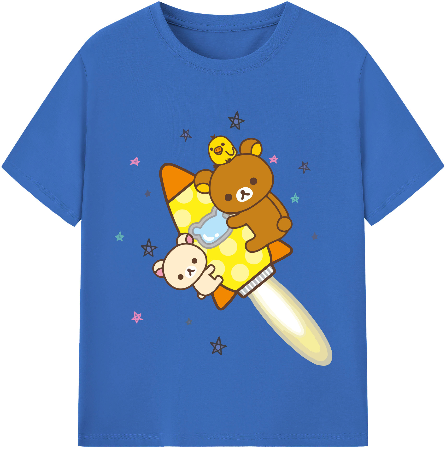 （画像用） リラックマ リラックマ キイロイトリ Rilakkuma Korilakkuma Kiiroitori 綿100％半袖Tシャツ（フロントプリント）