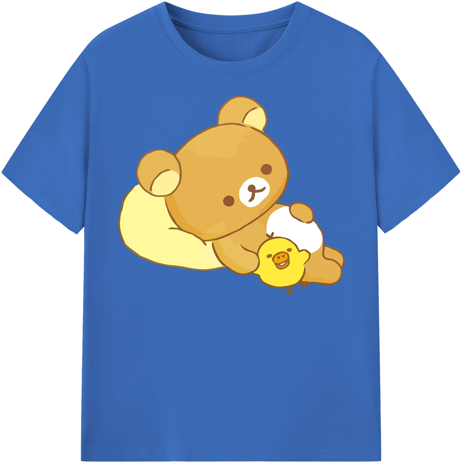 （画像用） リラックマ リラックマ キイロイトリ Rilakkuma Korilakkuma Kiiroitori 綿100％半袖Tシャツ（フロントプリント）