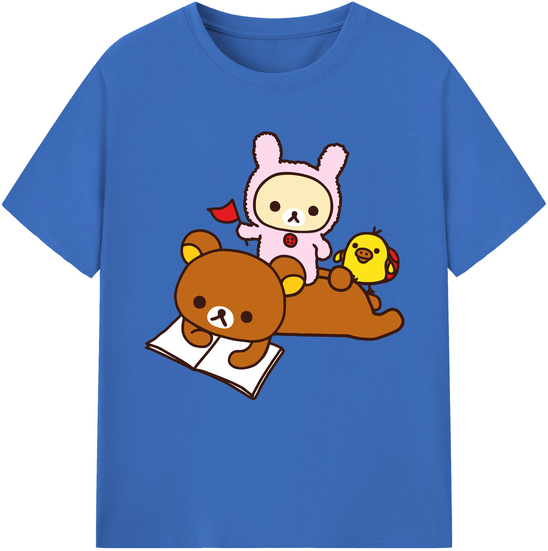 （画像用） リラックマ リラックマ キイロイトリ Rilakkuma Korilakkuma Kiiroitori 綿100％半袖Tシャツ（フロントプリント）