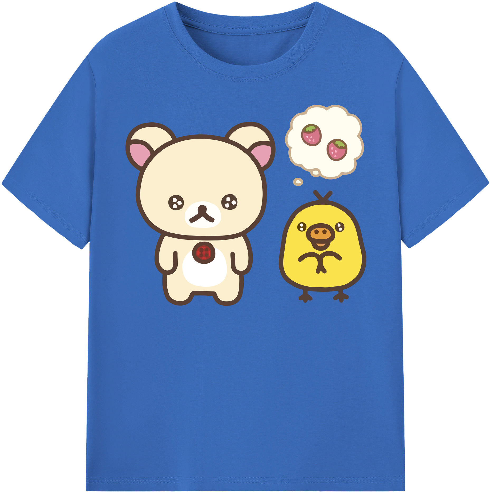 （画像用） リラックマ リラックマ キイロイトリ Rilakkuma Korilakkuma Kiiroitori 綿100％半袖Tシャツ（フロントプリント）