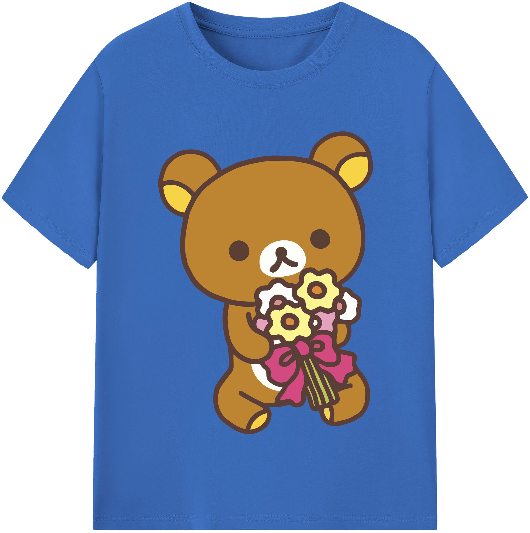 （画像用） リラックマ リラックマ キイロイトリ Rilakkuma Korilakkuma Kiiroitori 綿100％半袖Tシャツ（フロントプリント）