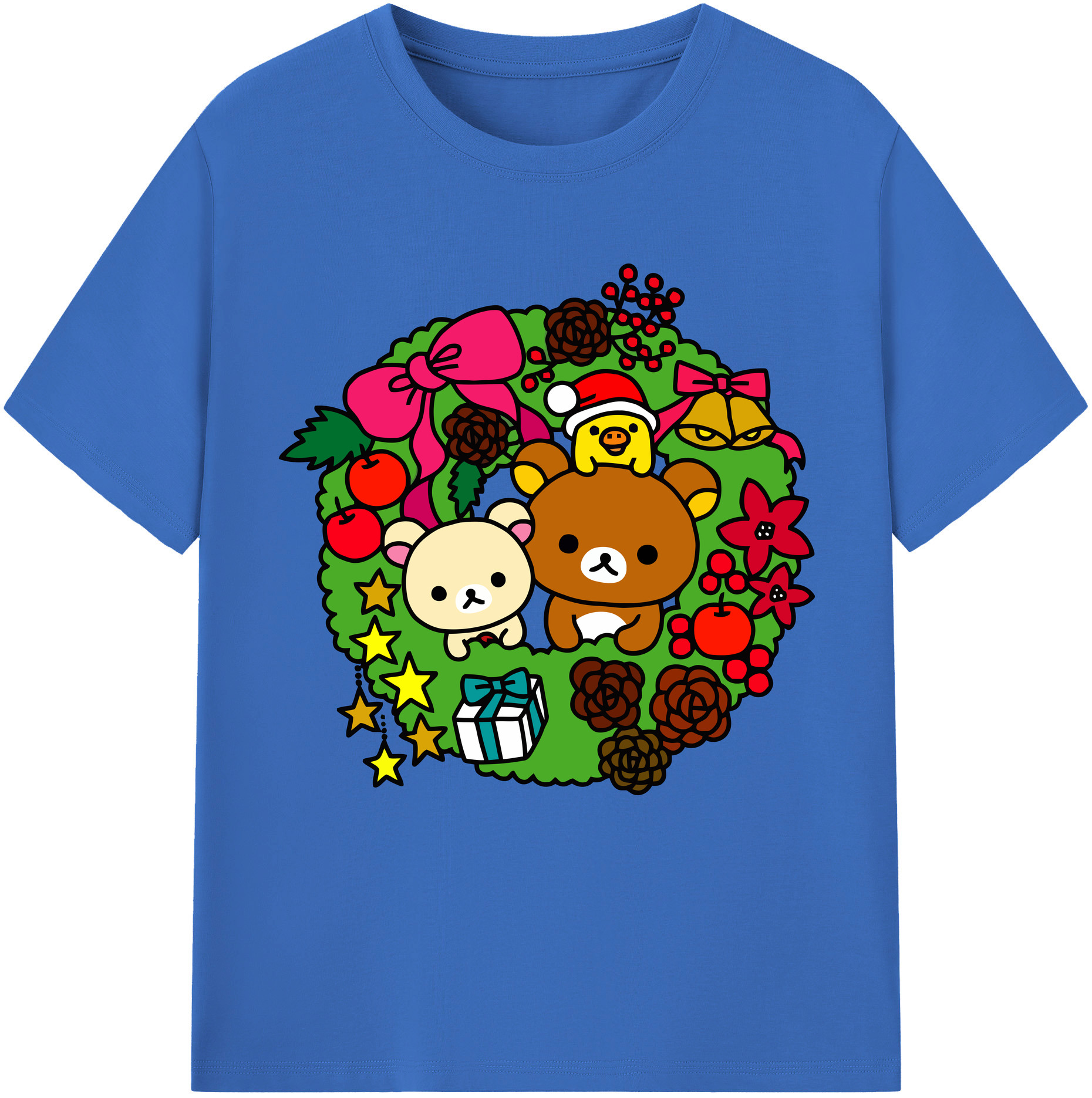 （画像用） リラックマ リラックマ キイロイトリ Rilakkuma Korilakkuma Kiiroitori 綿100％半袖Tシャツ（フロントプリント）